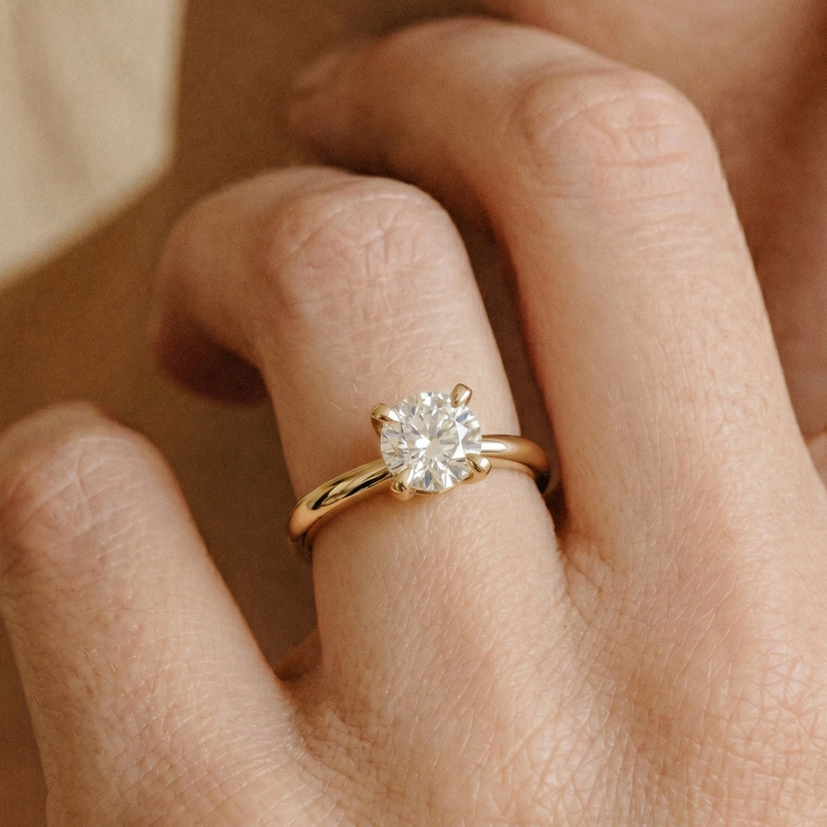 925 Sterling Silver 0.5 Carat Round Moissanite Stackable Engagement Promise Ring
