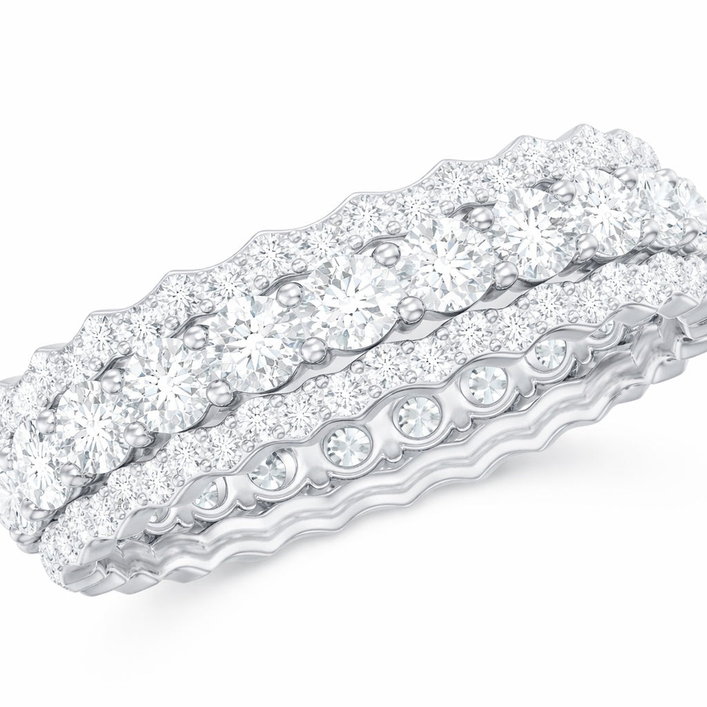 The Grand Scallop: 3.40ct Moissanite Multi-Row Eternity Band
