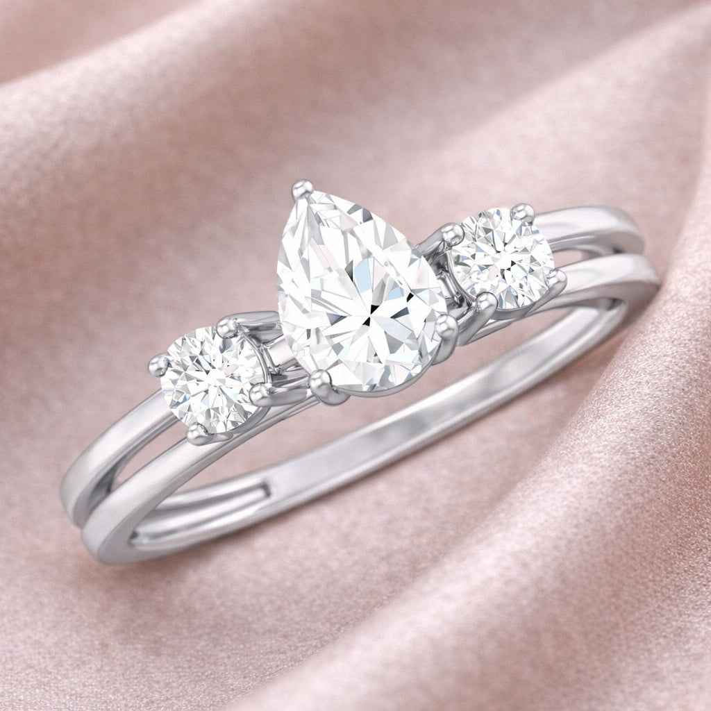The Radiant Trilogy Pear: 1.2ct Moissanite Three-Stone Bridal Ring