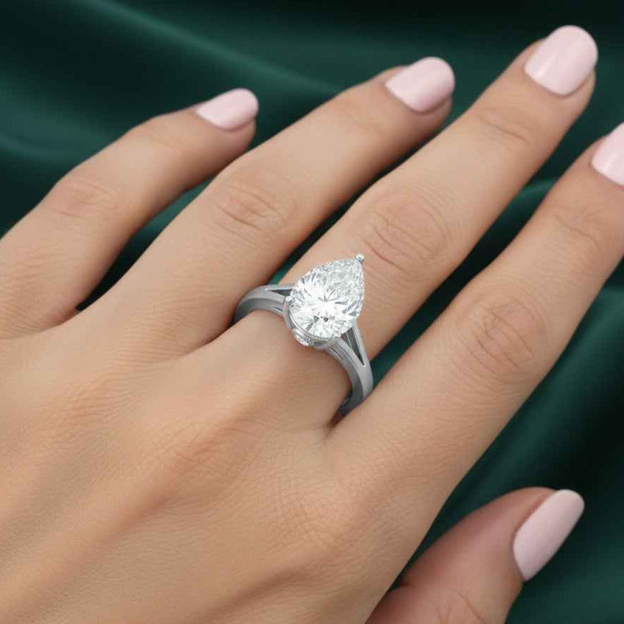 The Radiant Pear Solitaire: Sculptural Moissanite Engagement Ring