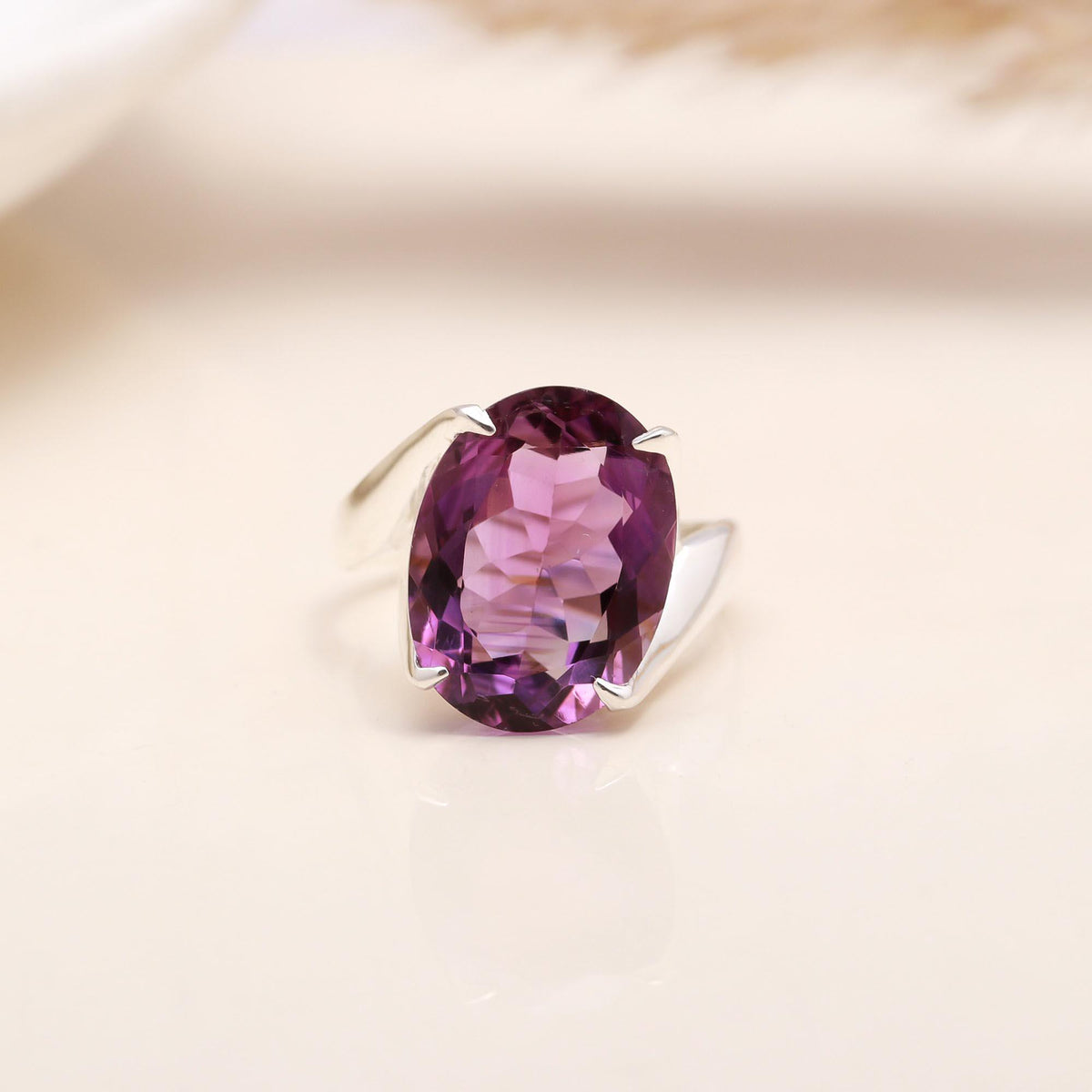 Oval Amethyst: Contemporary Bypass Cocktail Ring