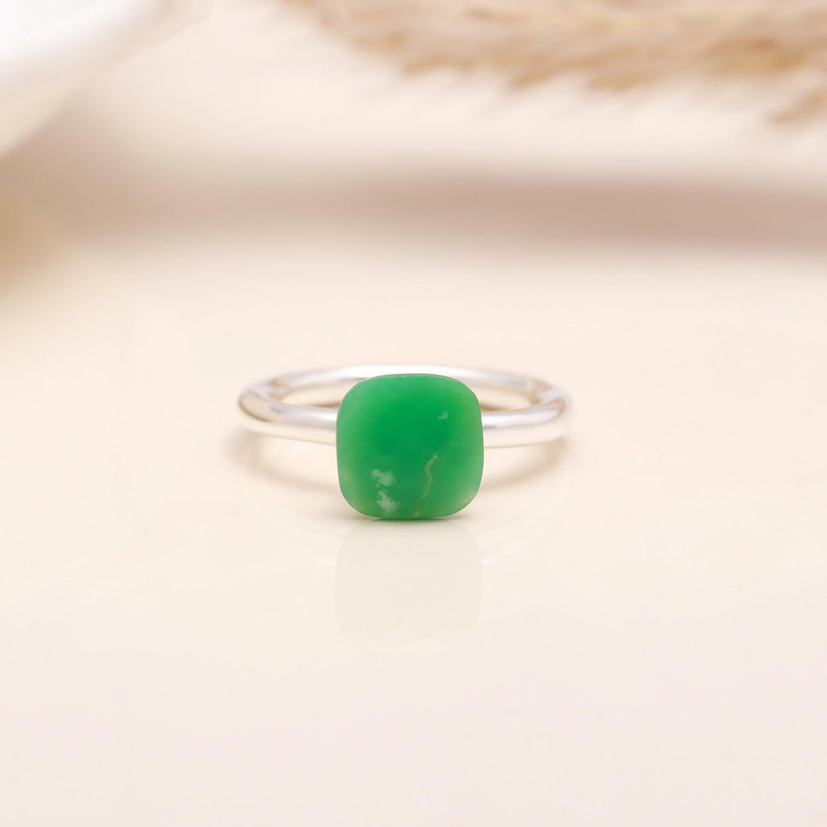 The Green Emerald: Minimalist Solitaire Ring