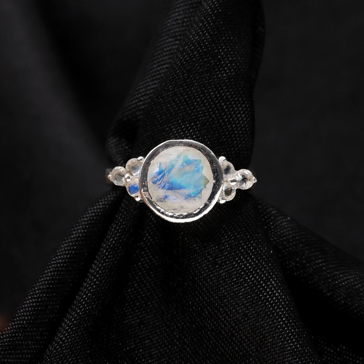 The Lunar Bark: Textured Three Stone Ring
