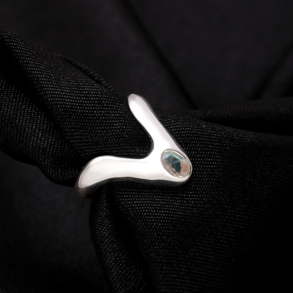 The Lunar Chevron: Moonstone Chevron Peak Ring