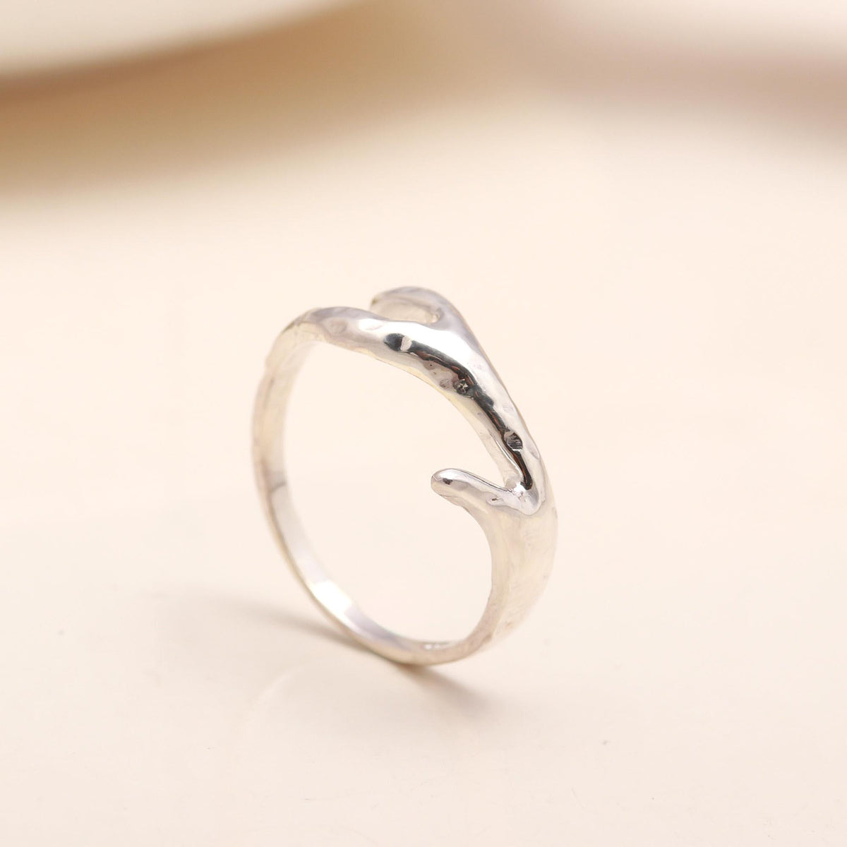 The Molten Silver: Organic Sculptural Open Ring