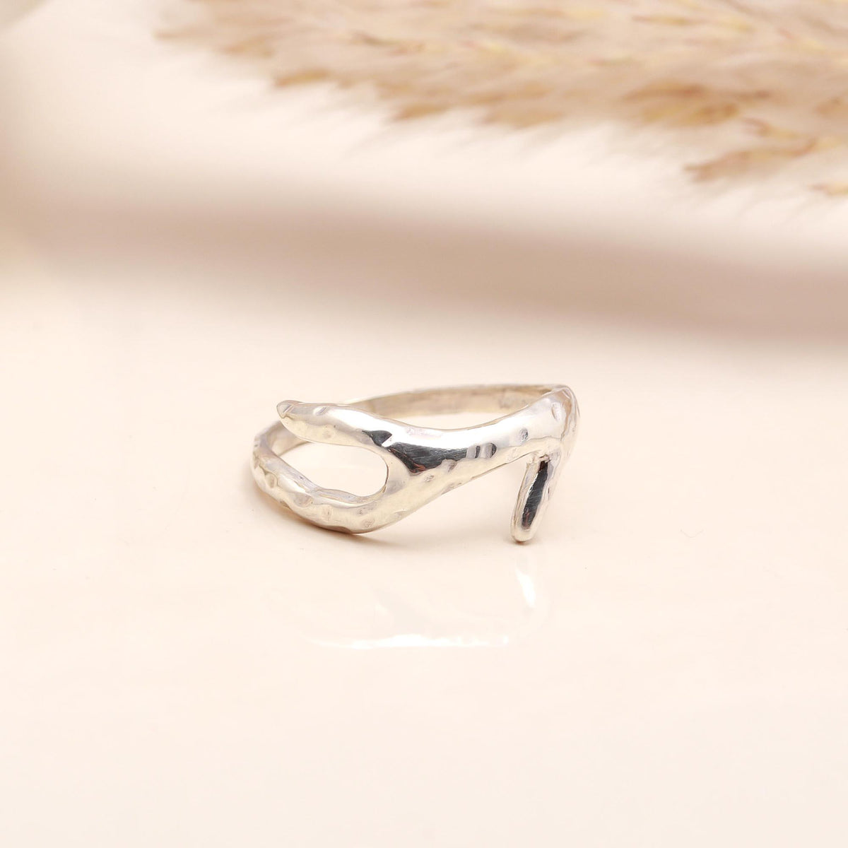 The Molten Silver: Organic Sculptural Open Ring