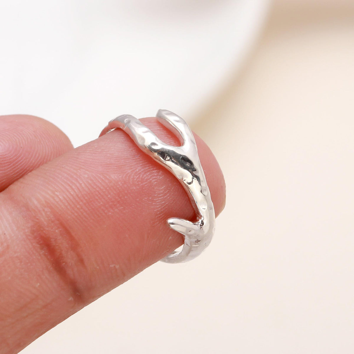 The Molten Silver: Organic Sculptural Open Ring