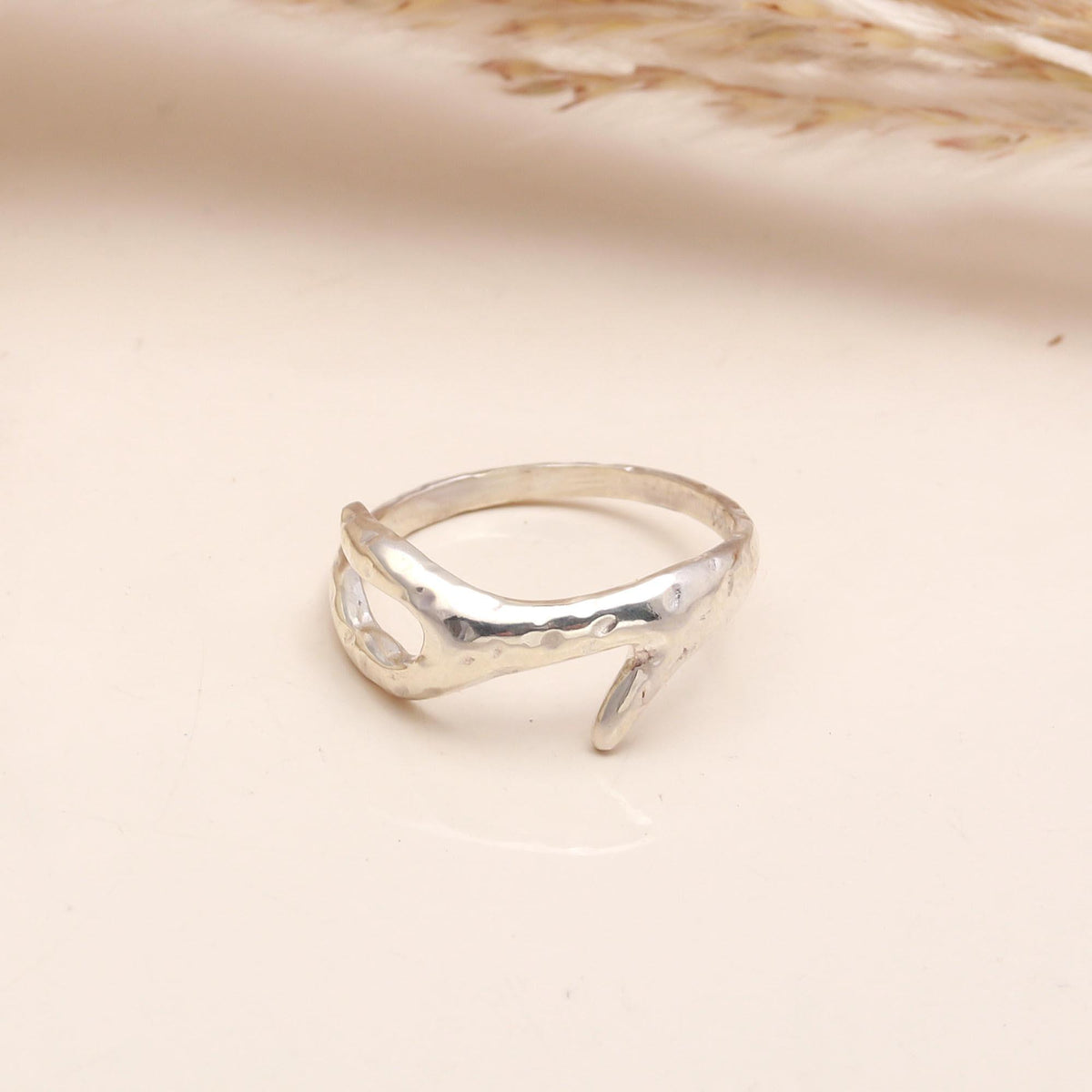 The Molten Silver: Organic Sculptural Open Ring
