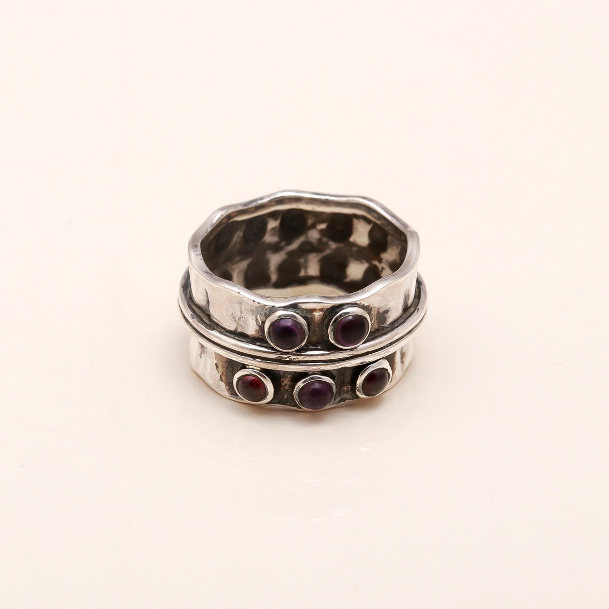 The Mystic Orbit: Wide Textured Spinner Ring