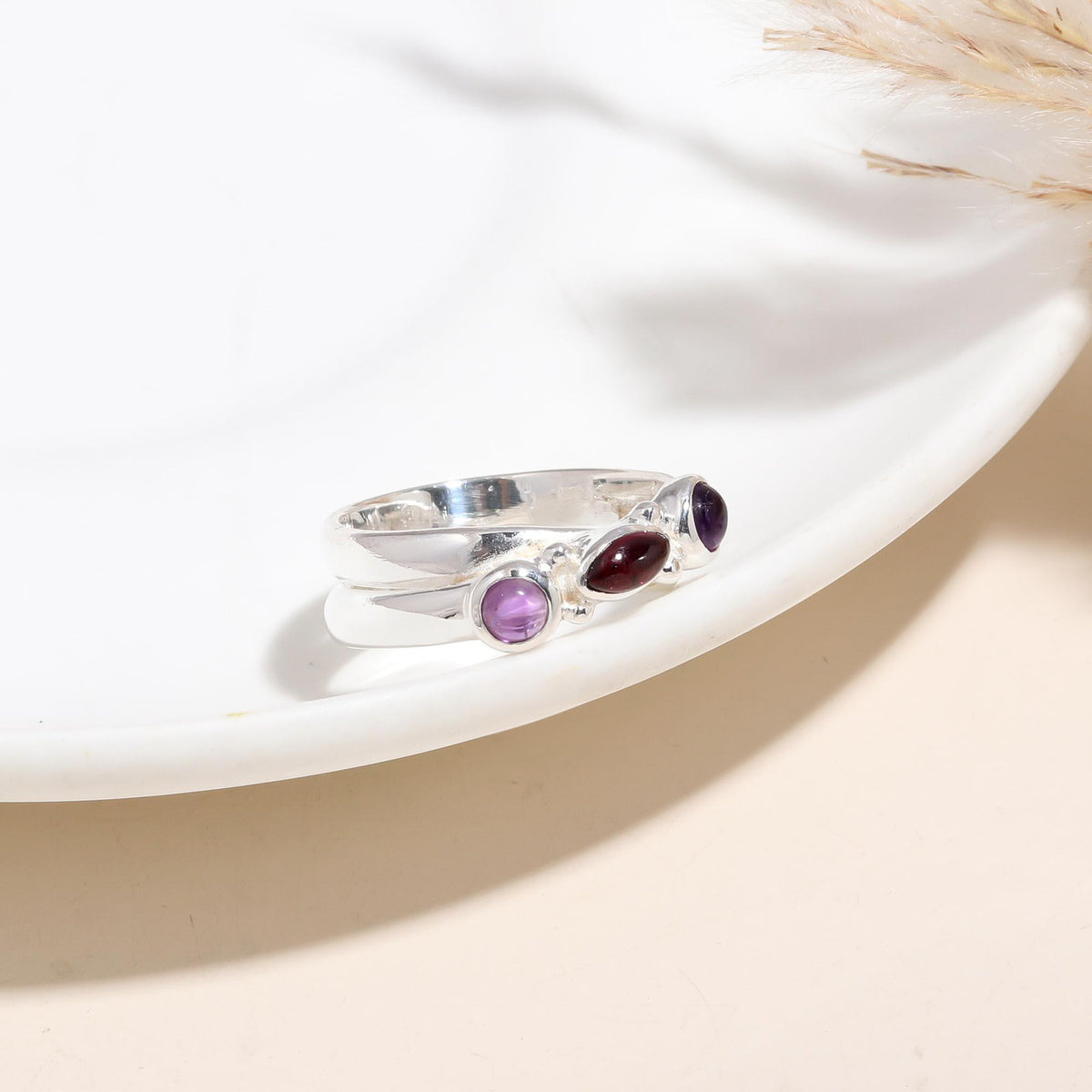 The Berry Trio: Minimalist Three Stone Ring