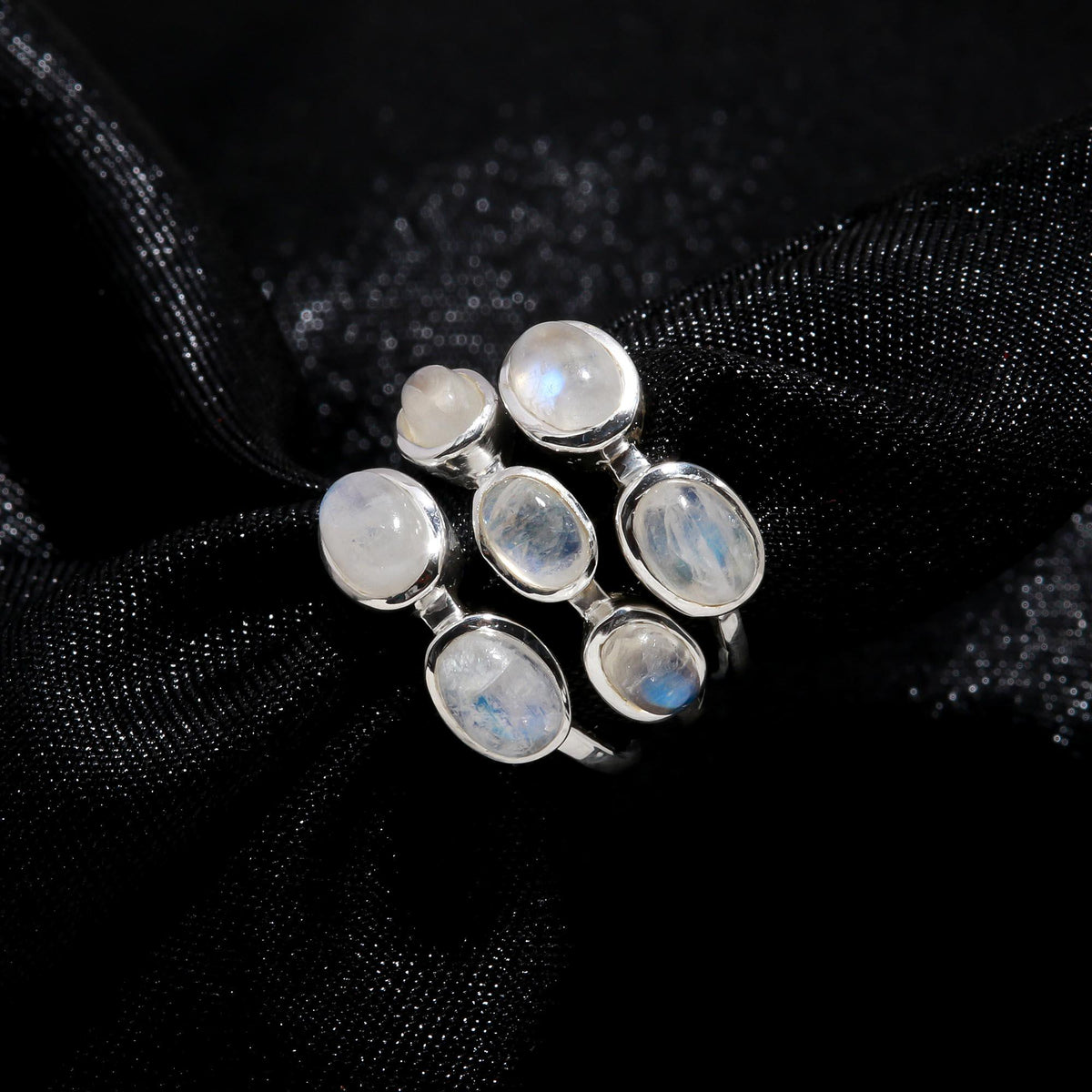 The Moonlit Bouquet: Multi-Stone Cluster Ring