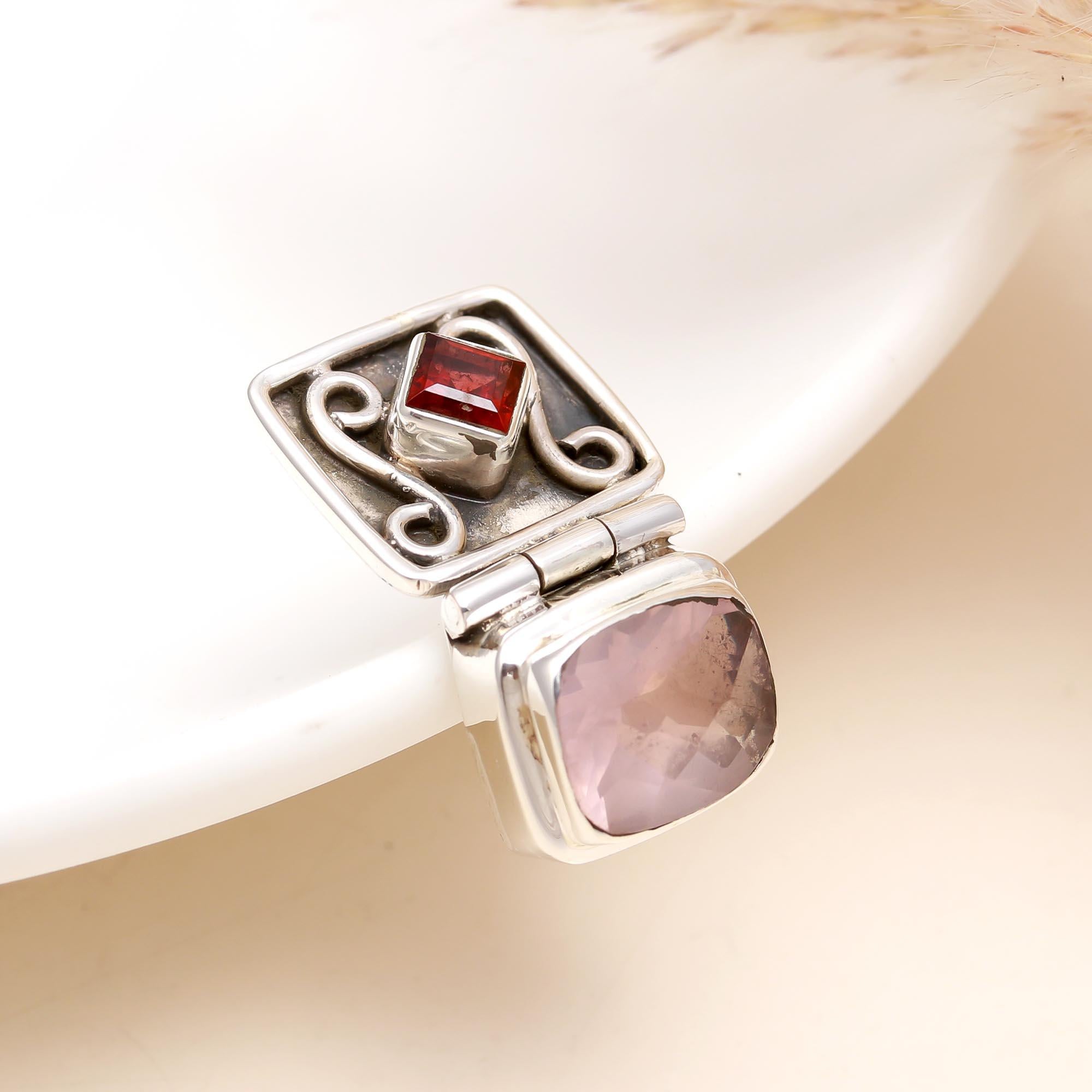 The Victorian Secret: Garnet and Rose Quartz Box Locket