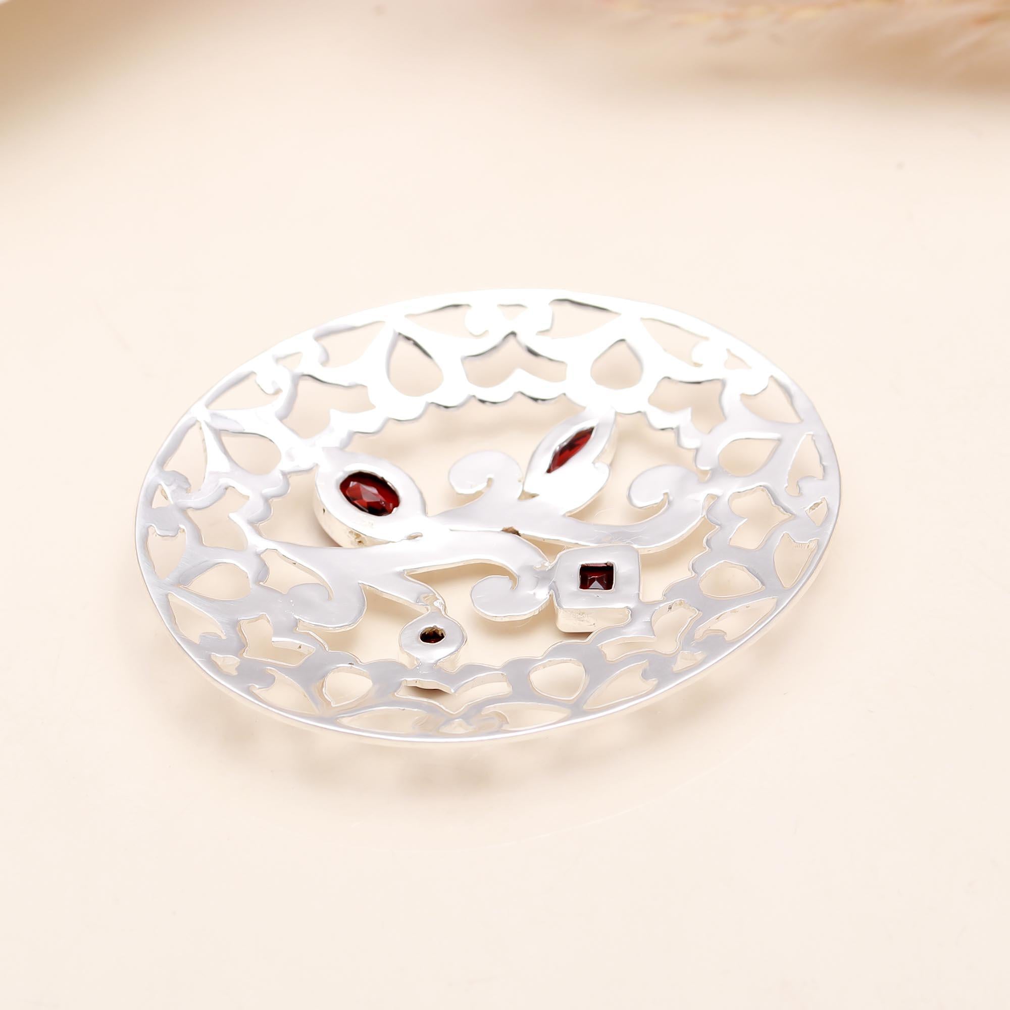 The Vintage Filigree: Multi-Shape Red Garnet Medallion Pendant