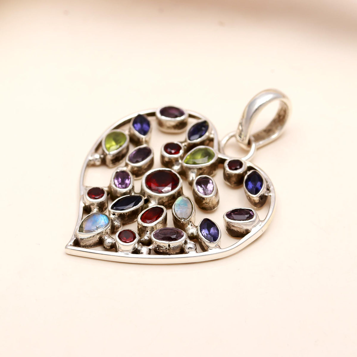 The Rainbow Heart: Multi-Gemstone Love Pendant