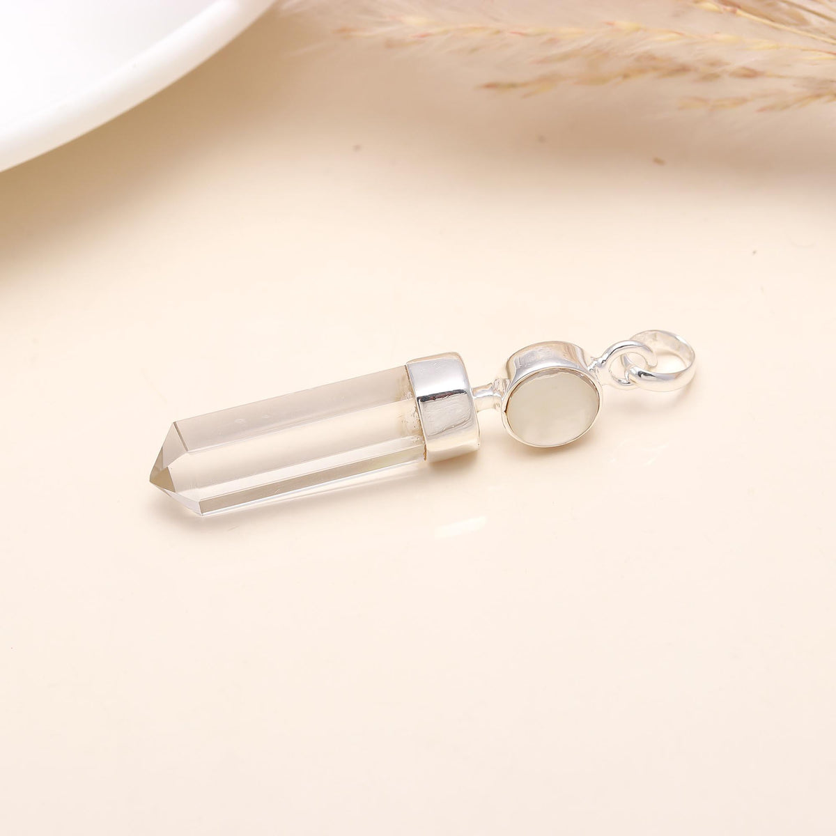 The Clarity Wand: Clear Quartz & Moonstone Healing Pendant
