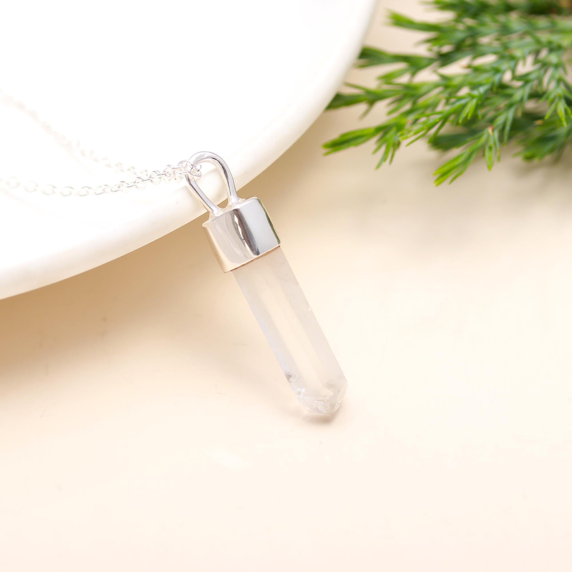 925 Silver Clear Quartz Pendant Necklace