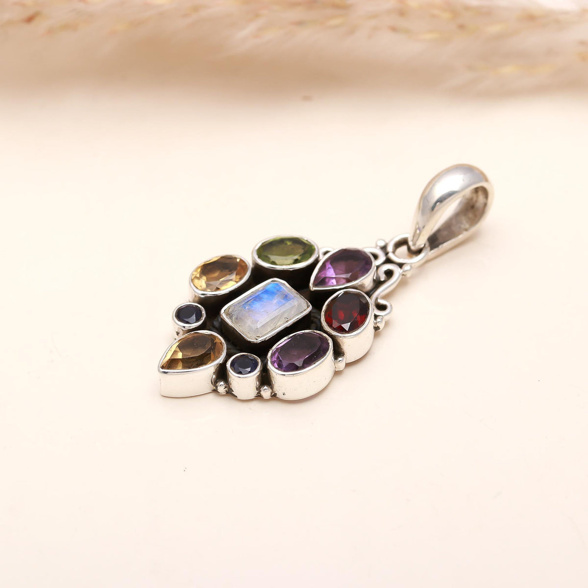 The Harmony Mosaic: Multi-Gemstone Pendant