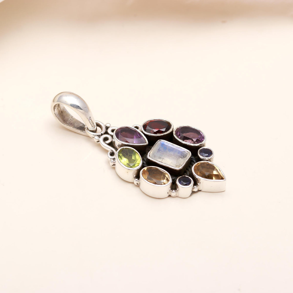 The Harmony Mosaic: Multi-Gemstone Pendant