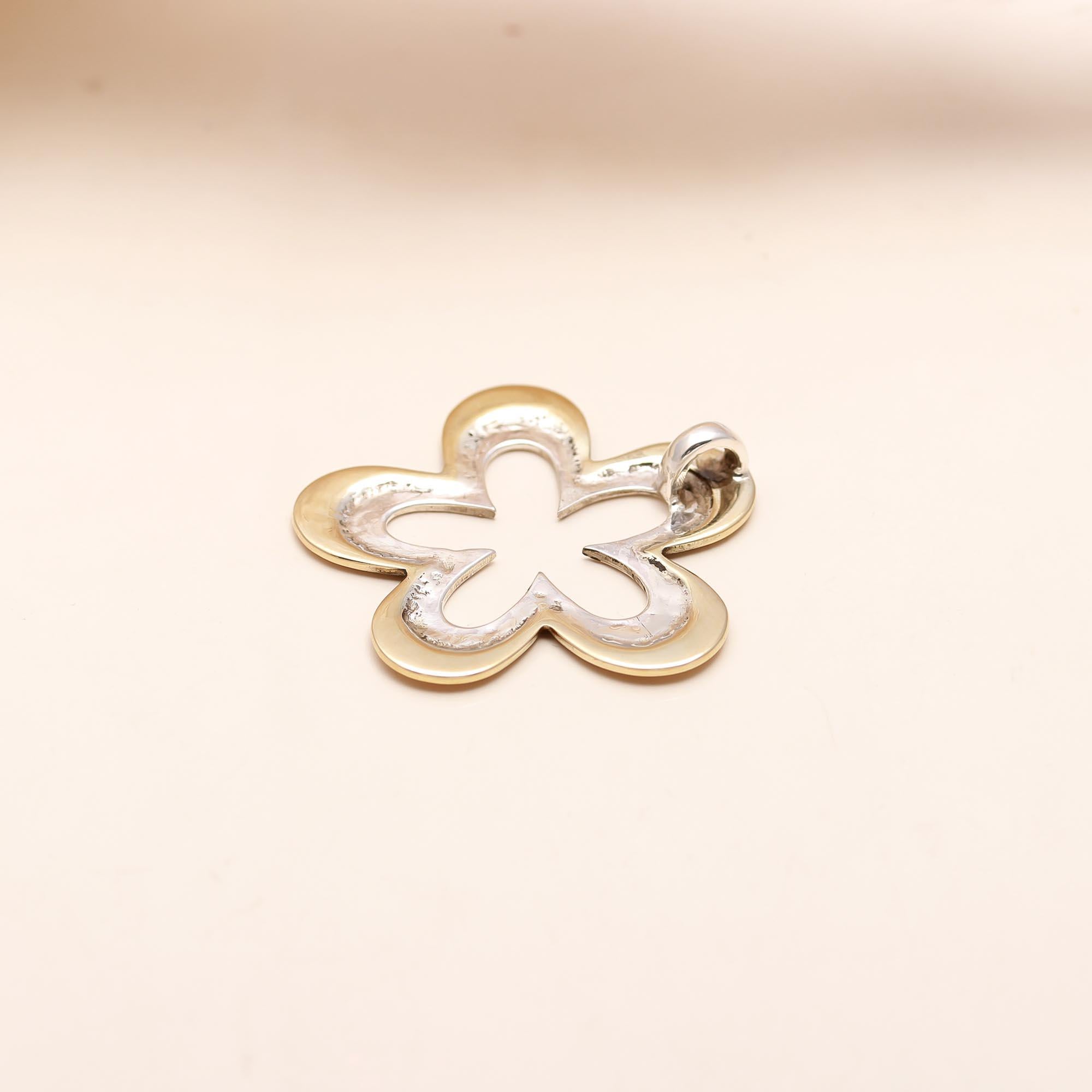 The Gilded Blossom: Two-Tone Sterling Silver & Gold Flower Pendant