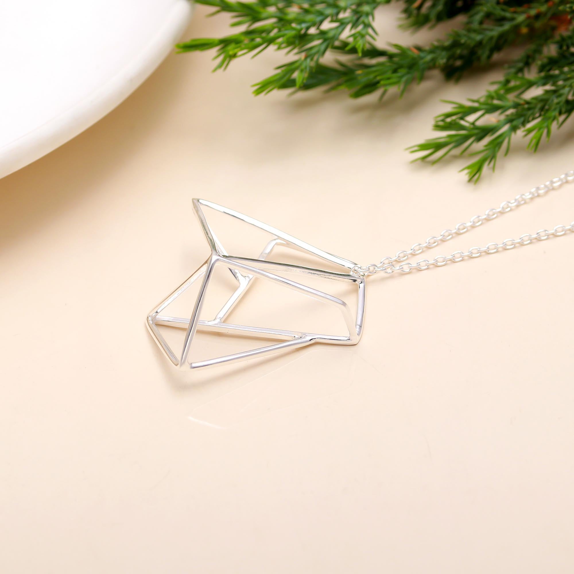 The Silver Prism: Geometric Open Wire Necklace