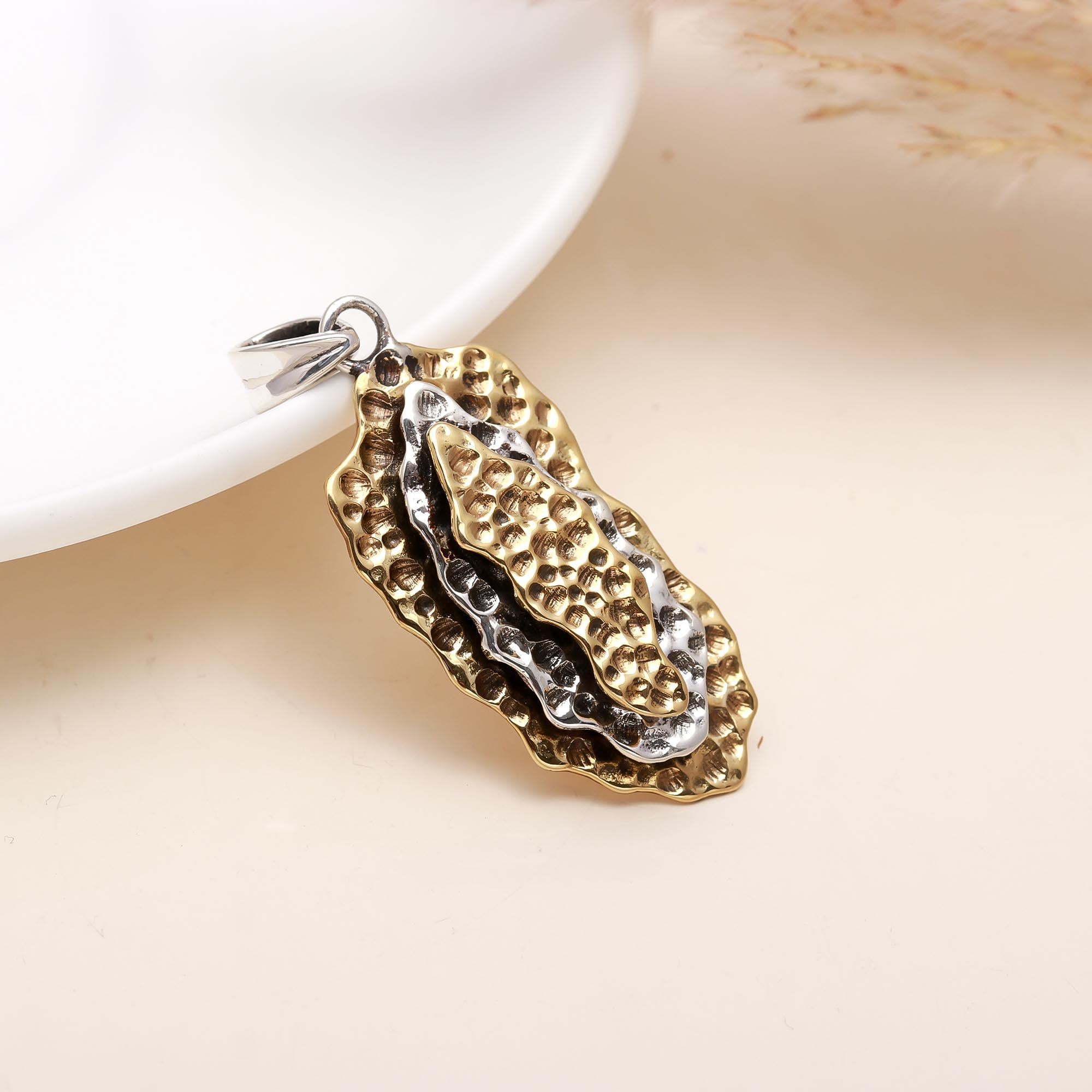 The Organic Strata: Mixed Metal Textured Pod Pendant