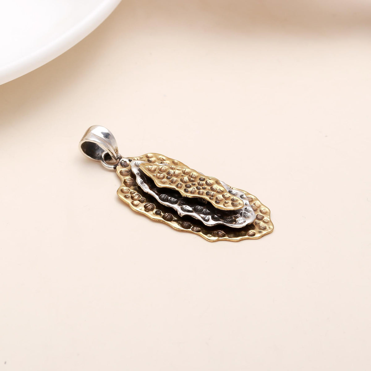 The Organic Strata: Mixed Metal Textured Pod Pendant