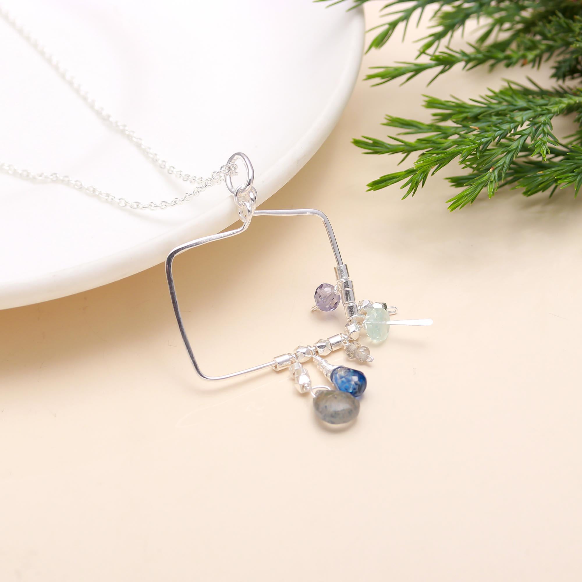 925 Silver Gemstone Beads Pendant Necklace