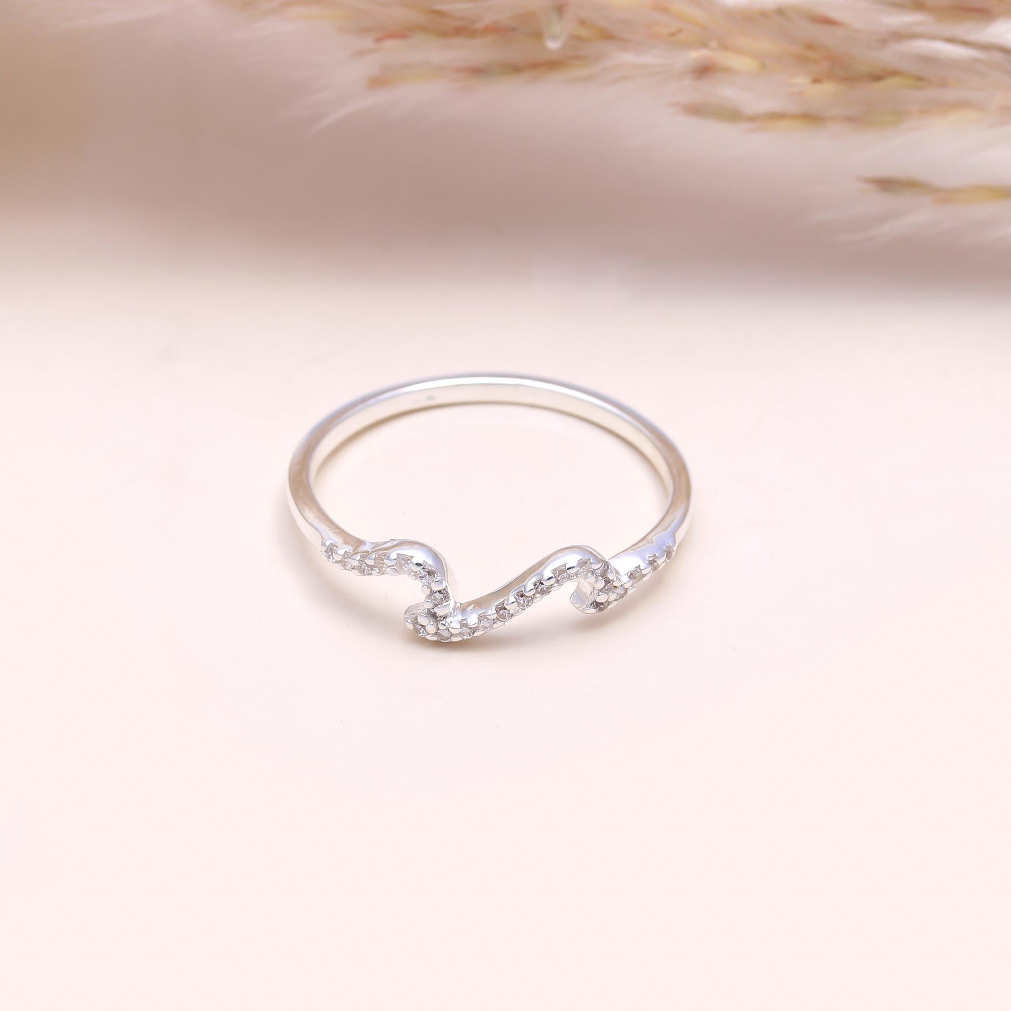 The Stardust Wave : Pave Cubic Zirconia Wave Ring