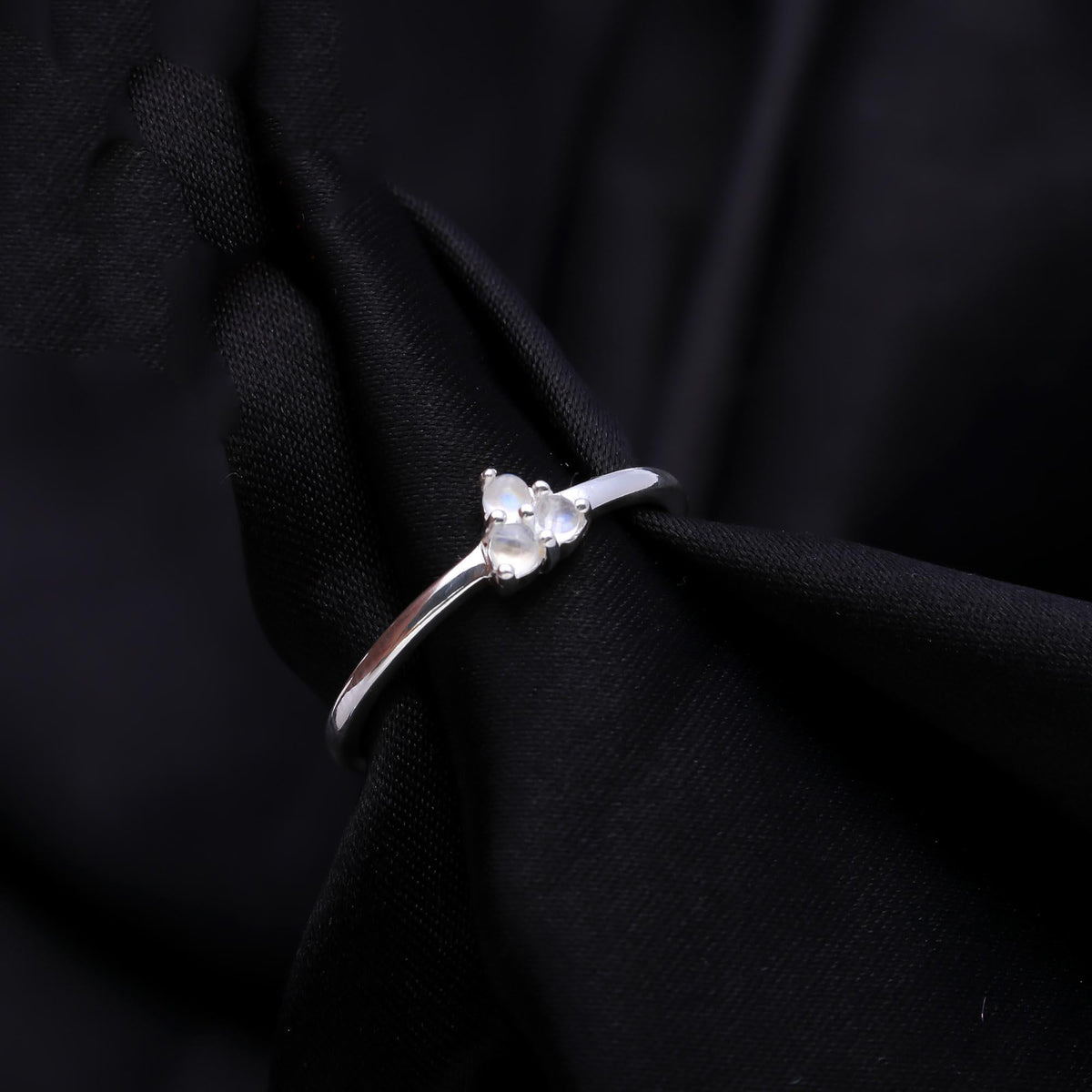 The Moonstone Trinity Ring: Moonstone Cluster Dainty Ring