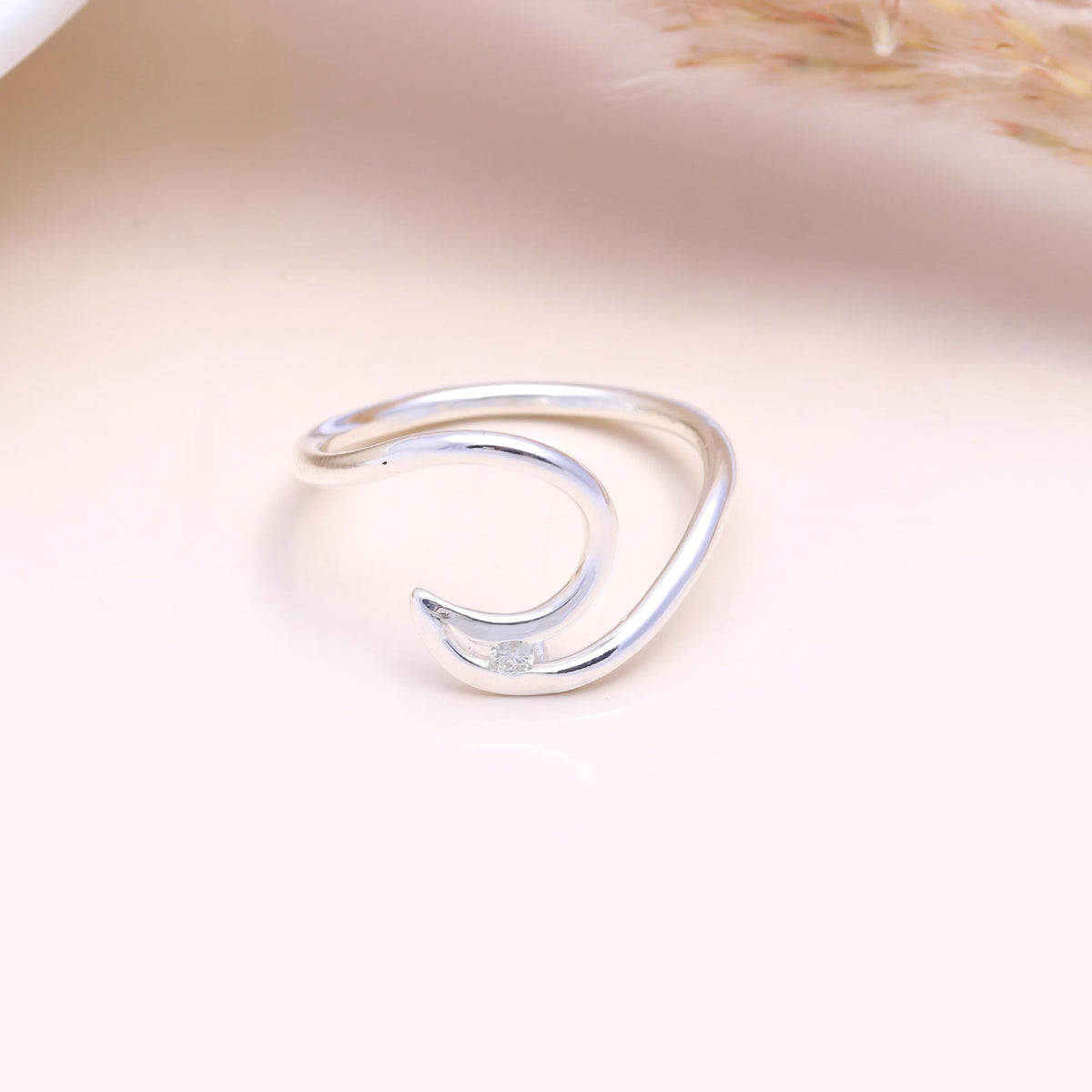 The Fluid Sparkle: Cubic Zirconia  Open Swirl Ring