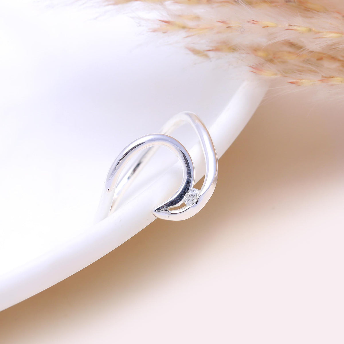 The Fluid Sparkle: Cubic Zirconia  Open Swirl Ring
