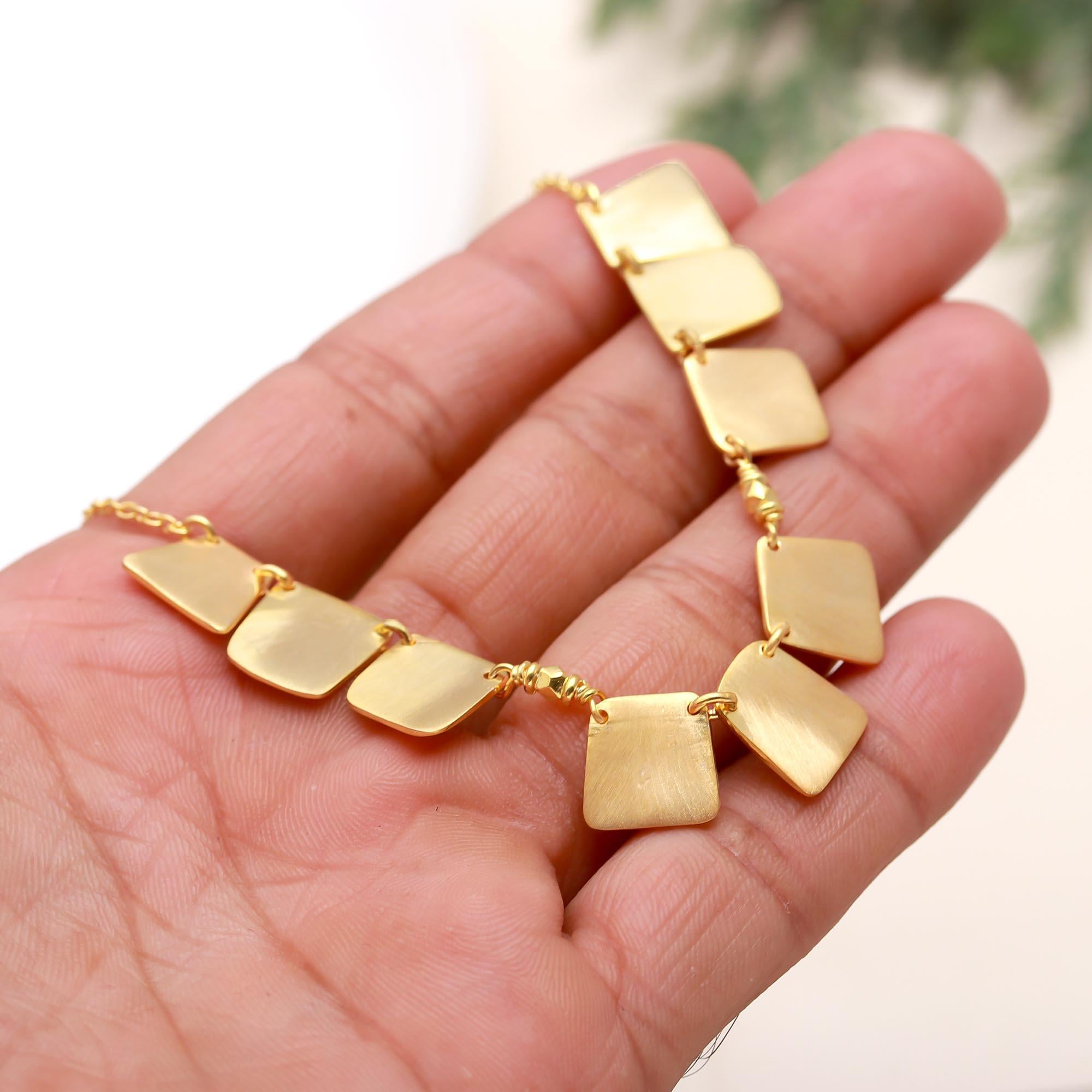 The Golden Cascade: Multi-Square Station Necklace