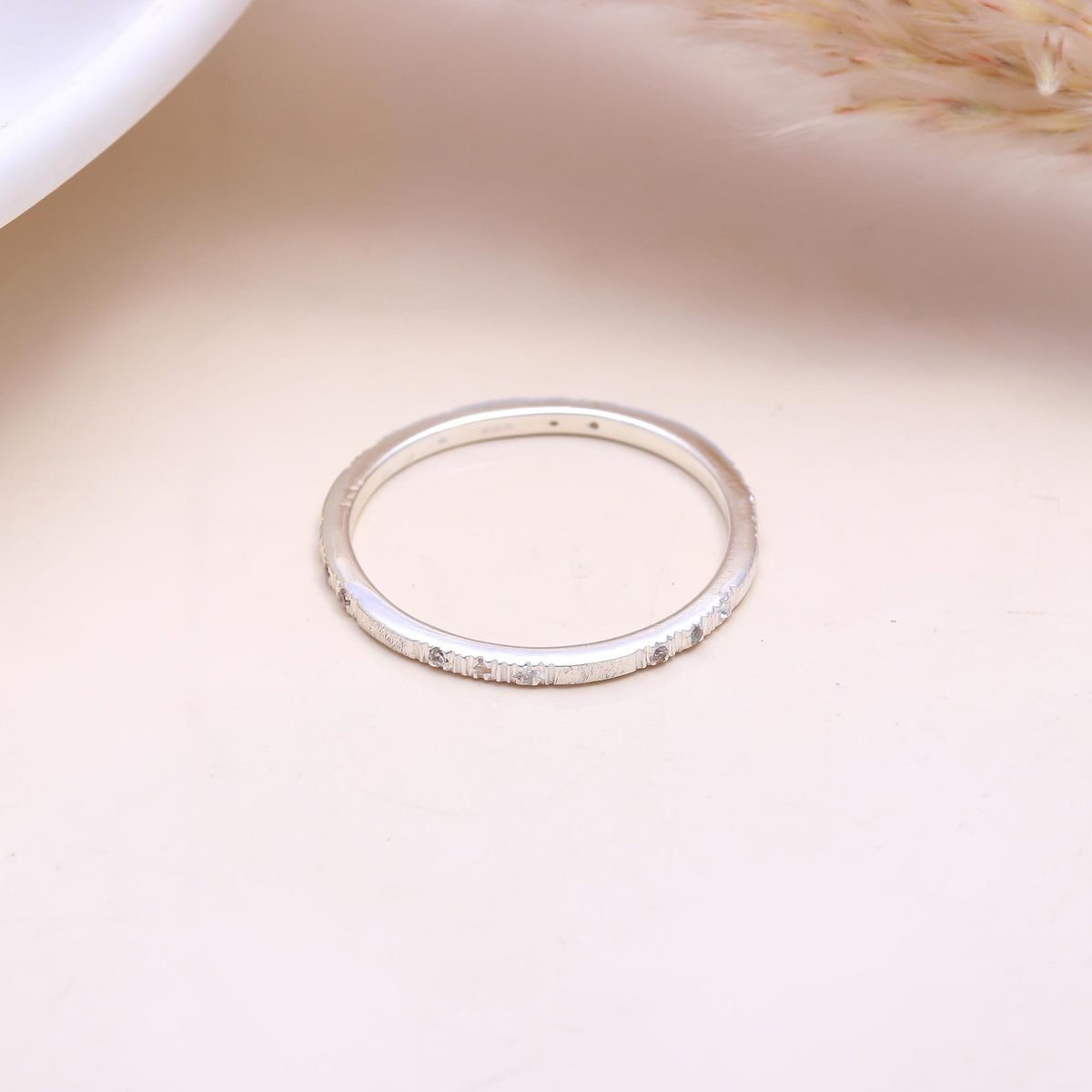 The Subtle Sparkle: Textured Cubic Zirconia Band