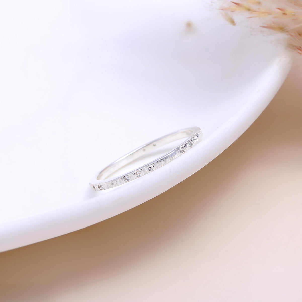 The Subtle Sparkle: Textured Cubic Zirconia Band