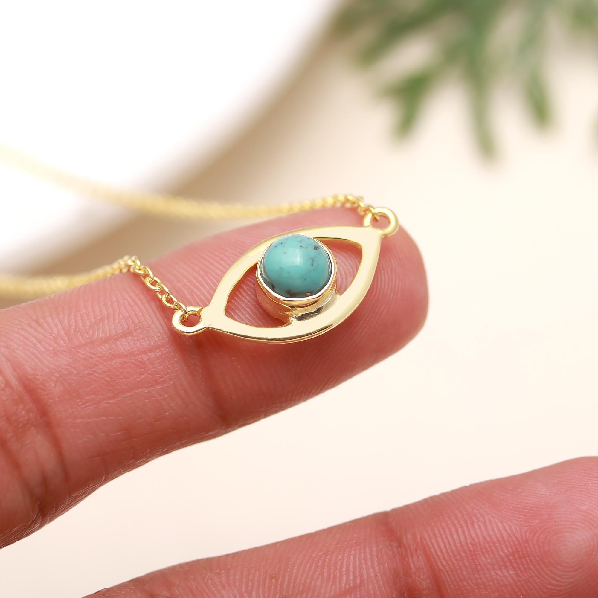 The Turquoise Gaze: Minimalist Evil Eye Necklace