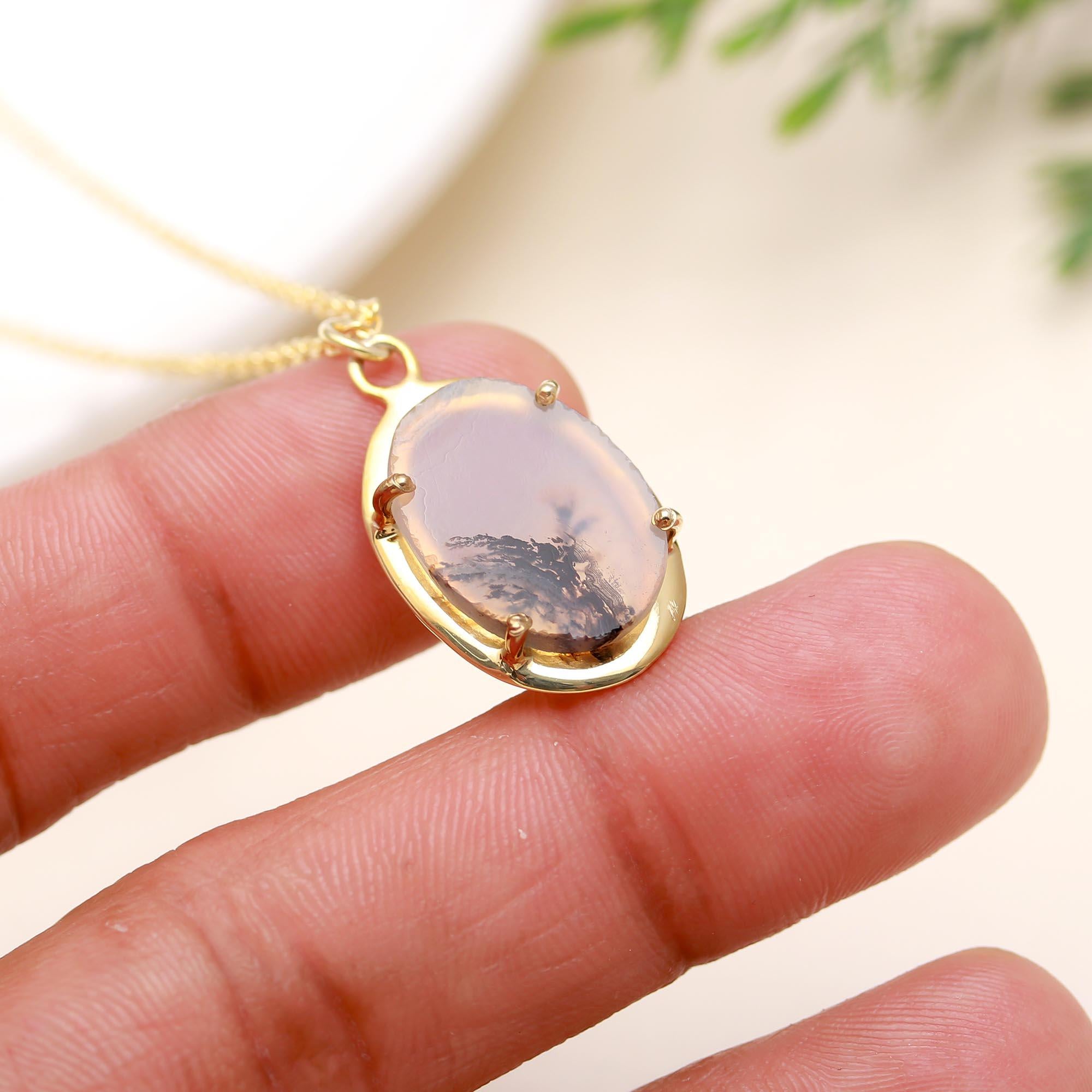 The Dendritic Dream: Organic Agate Pendant Necklace