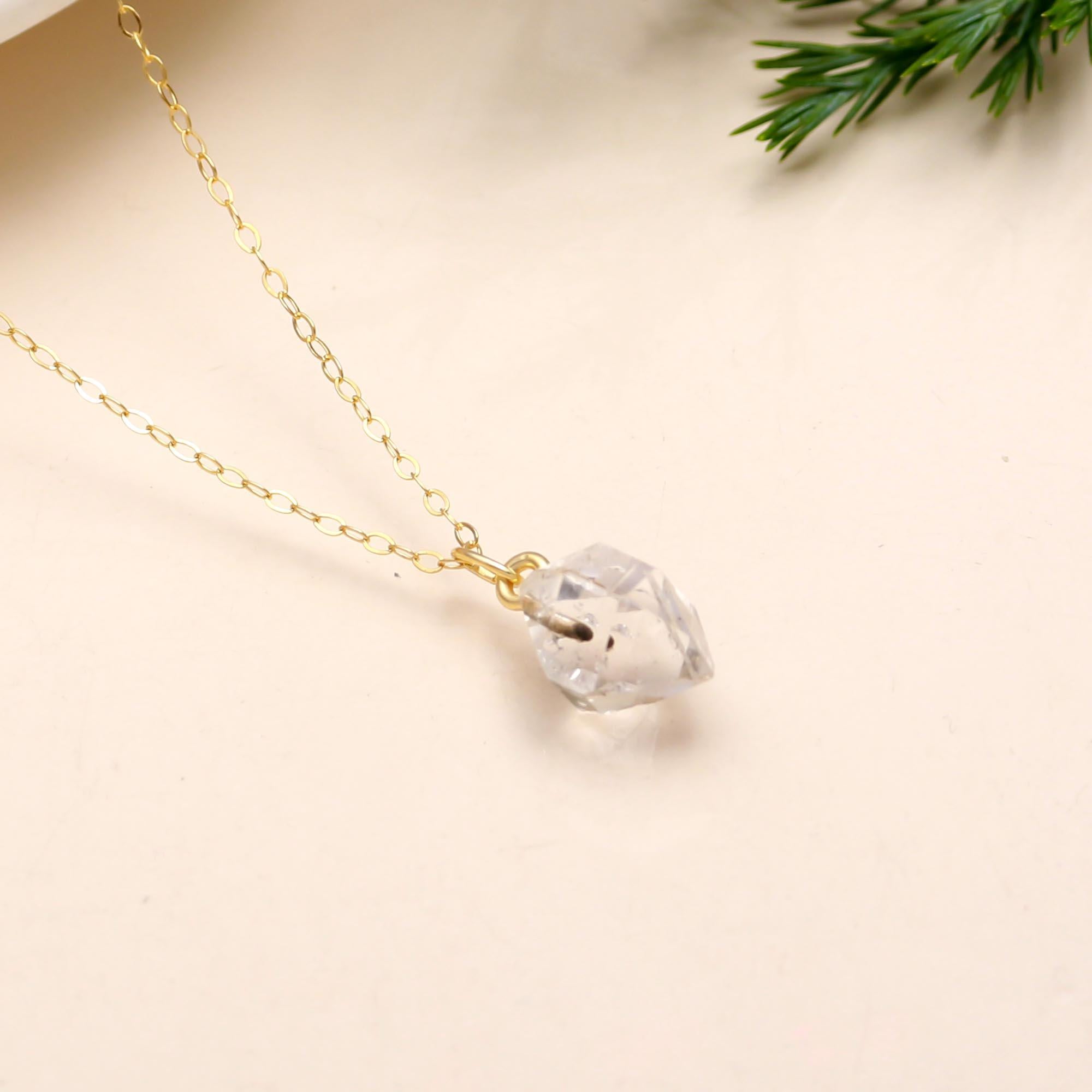 The Raw Radiance: Herkimer Diamond Quartz Necklace