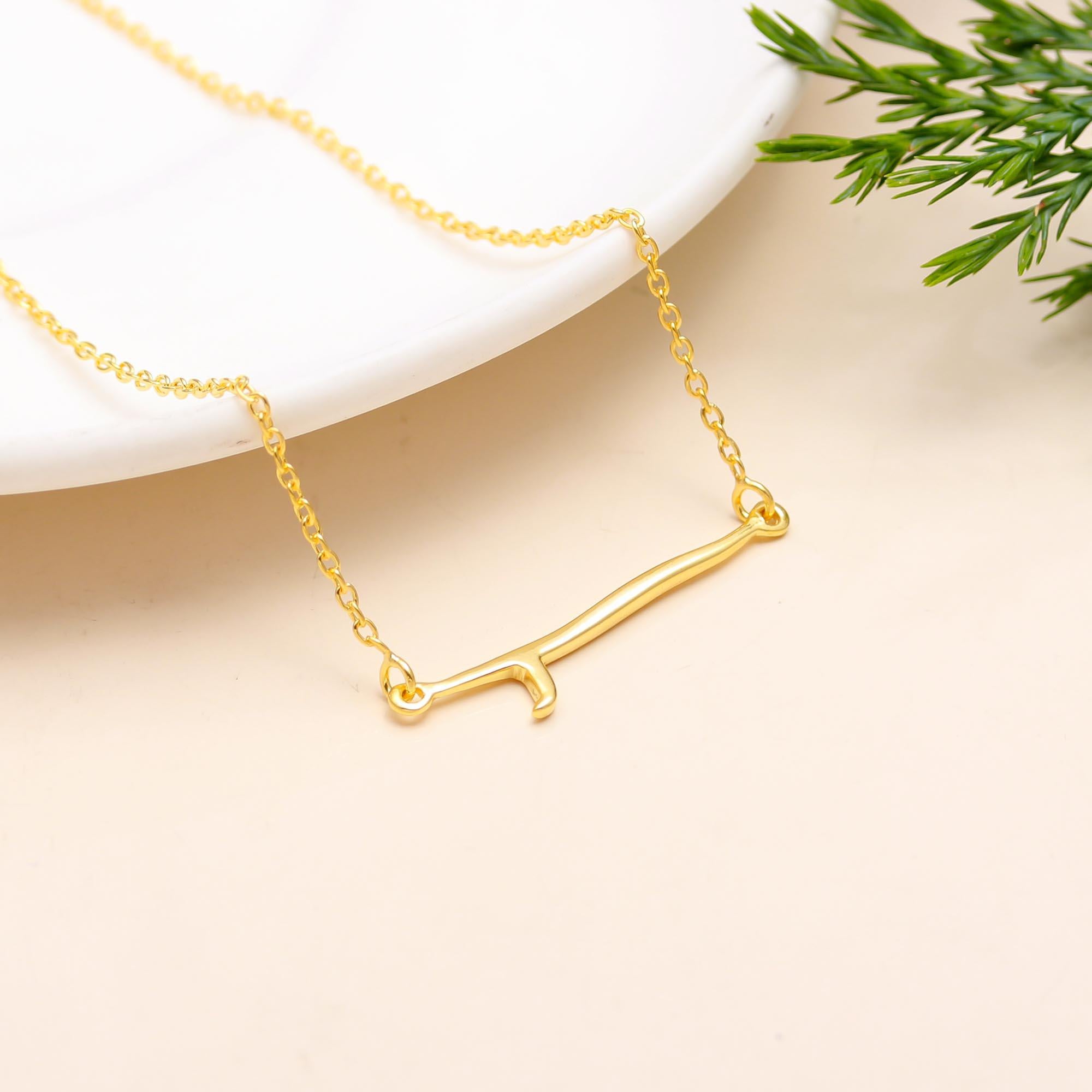 The Golden Twig: Organic Branch Bar Necklace