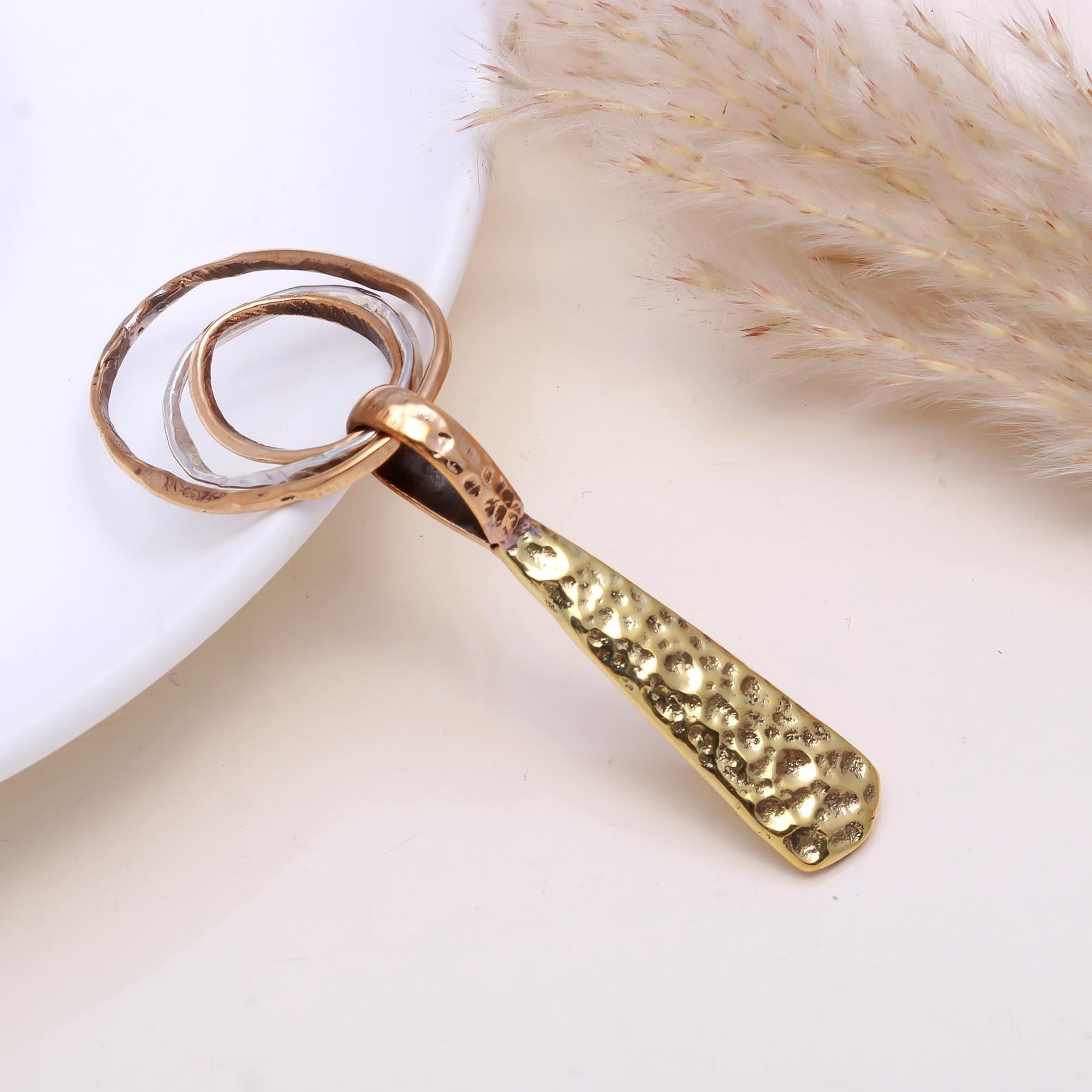 The Rustic Trio: Hammered Mixed Metal Paddle Pendant