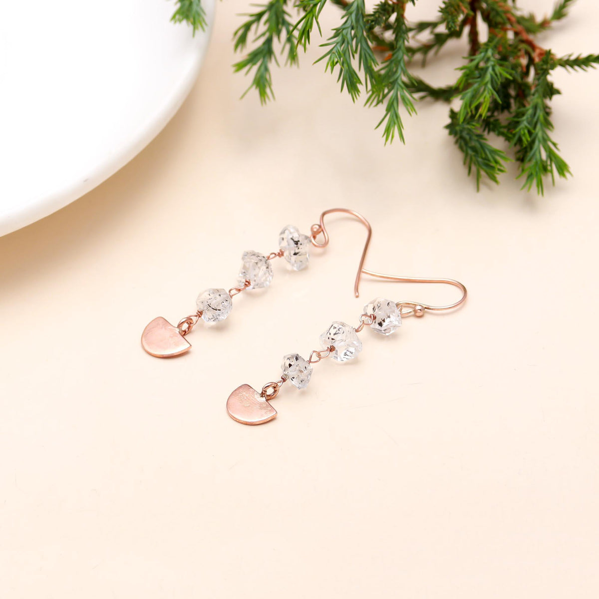 Sterling Silver Herkimer Diamond Long Dangle Earrings