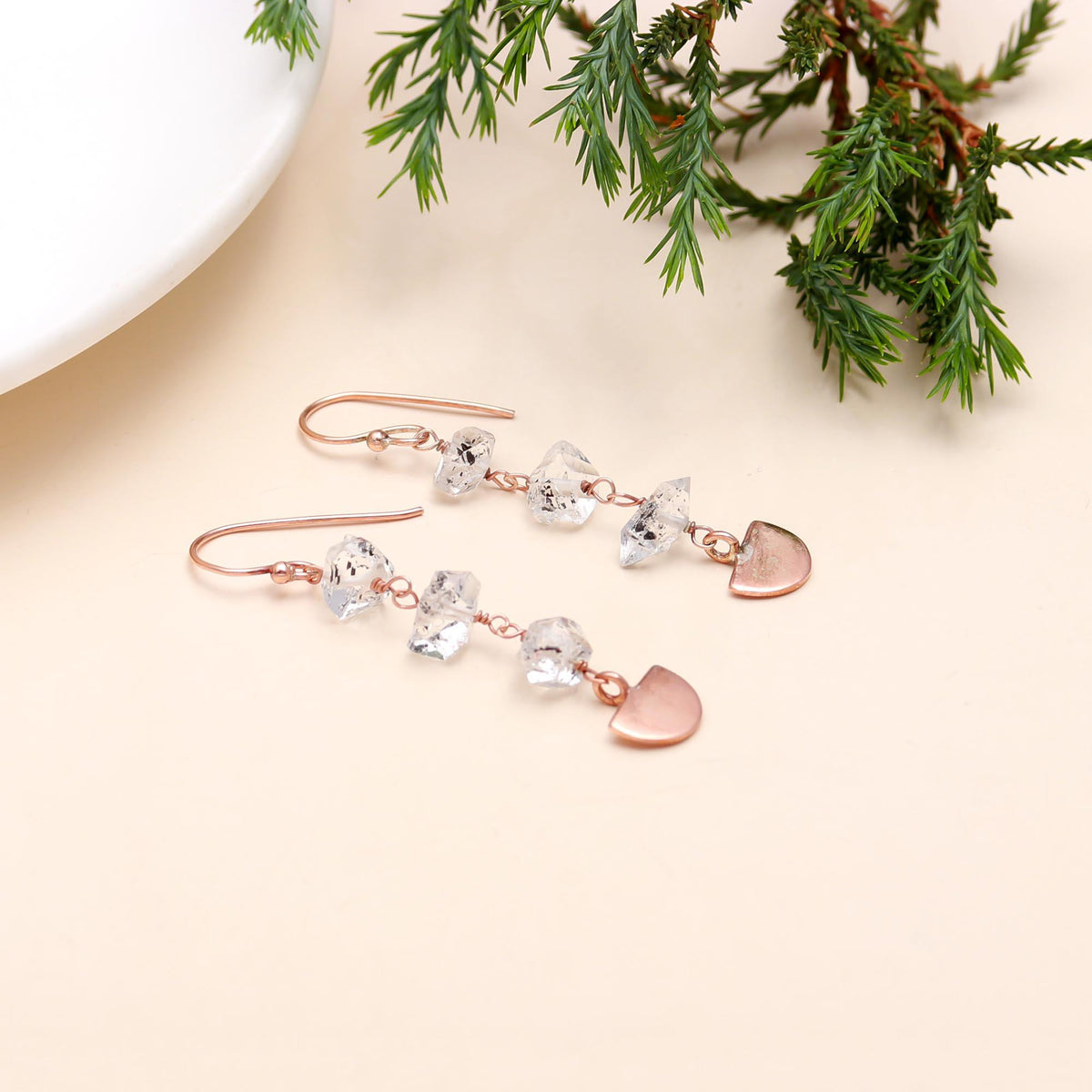 Sterling Silver Herkimer Diamond Long Dangle Earrings