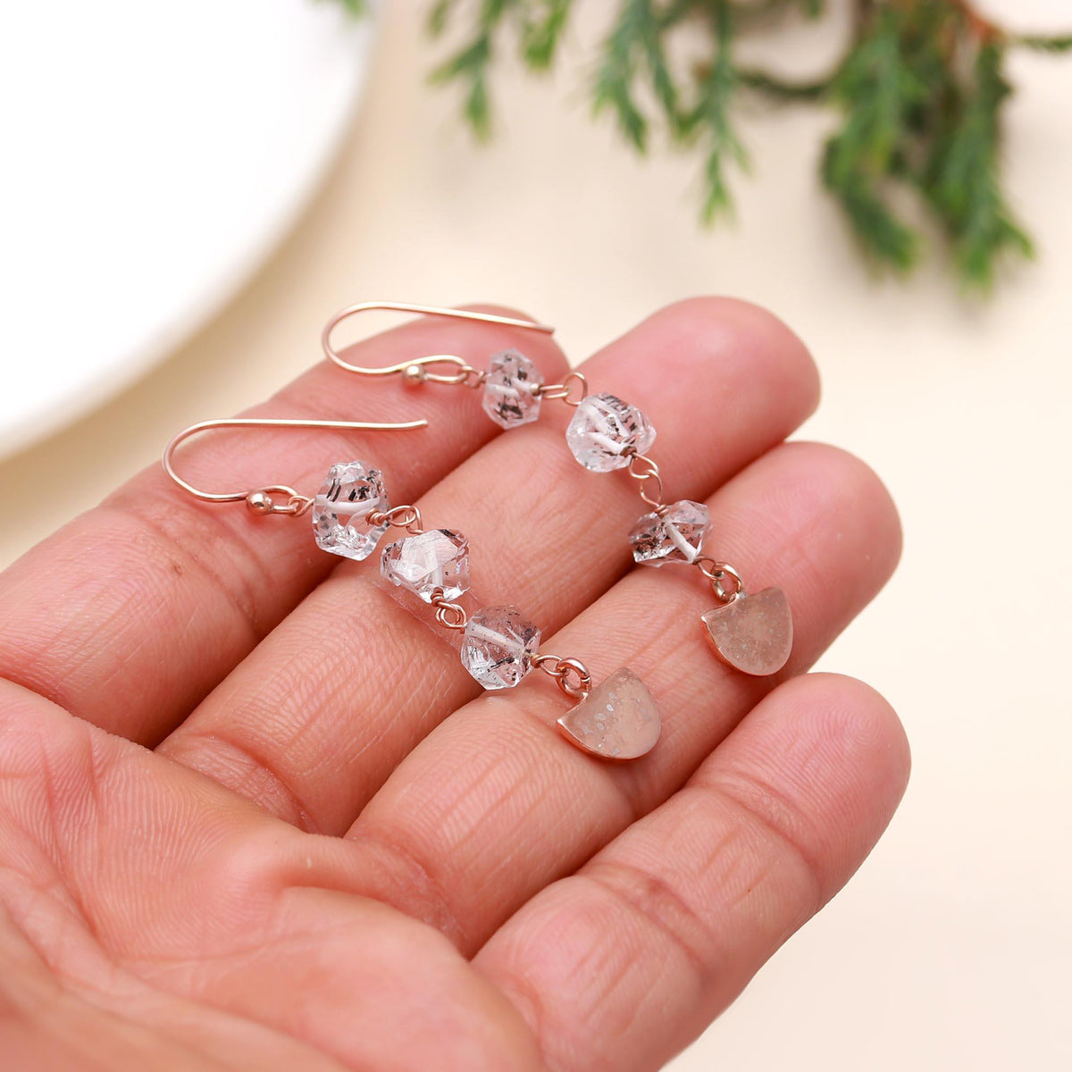 Sterling Silver Herkimer Diamond Long Dangle Earrings
