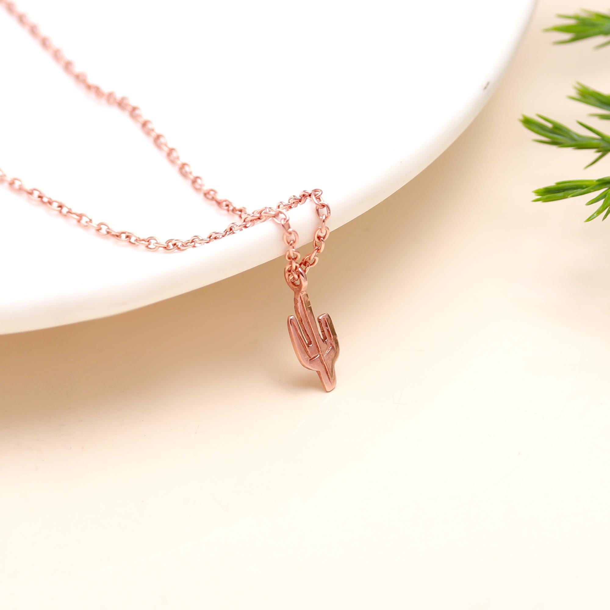 925 Silver Mini Cactus Pendant Necklace
