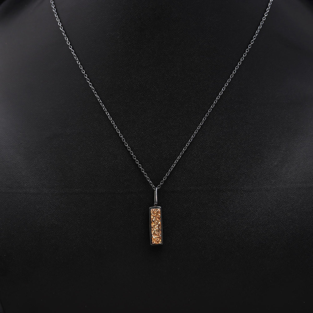 925 Silver Bronze Drusy Pendant Necklace