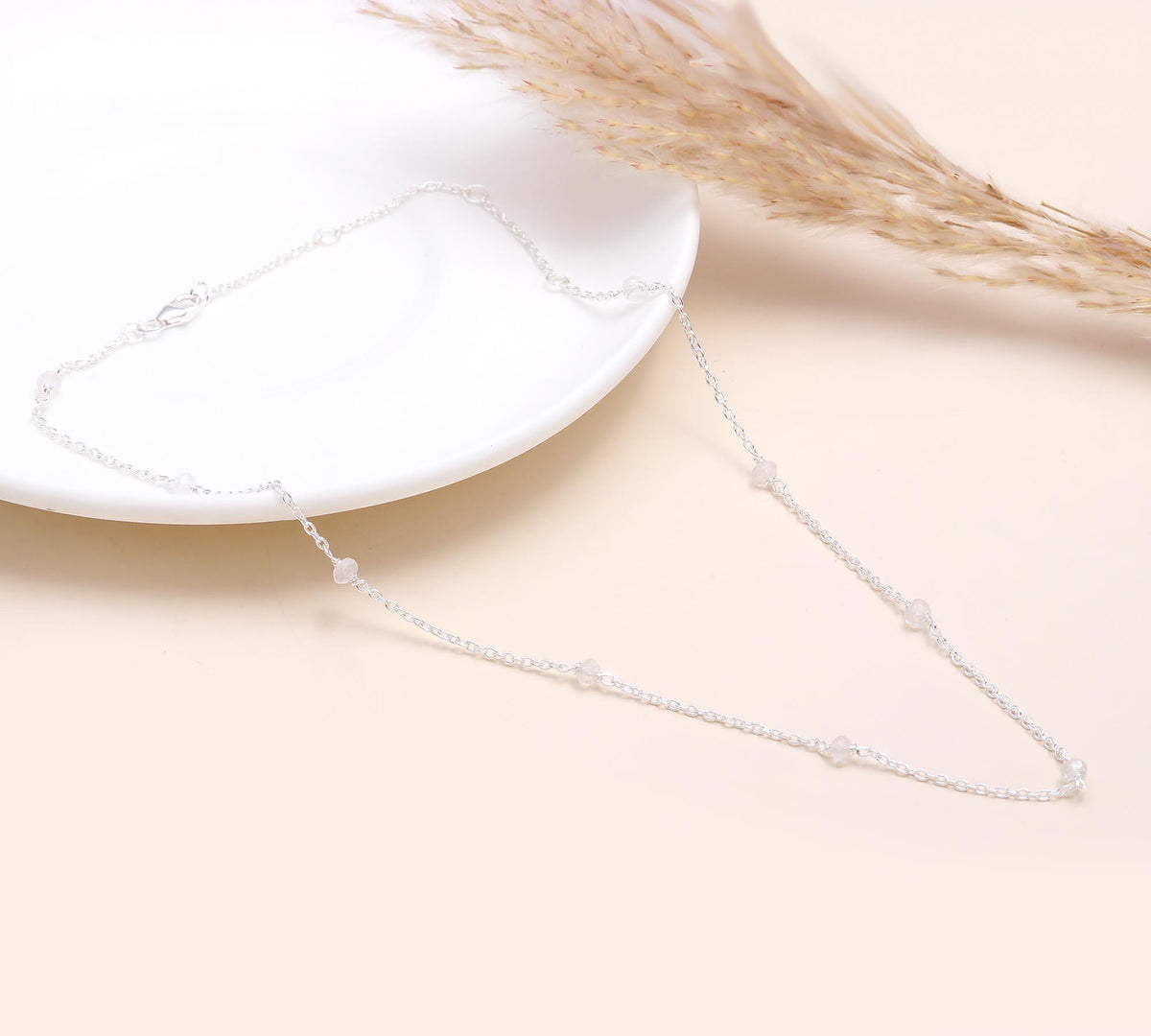 The Subtle Sparkle: Micro-Bead Moonstone Necklace