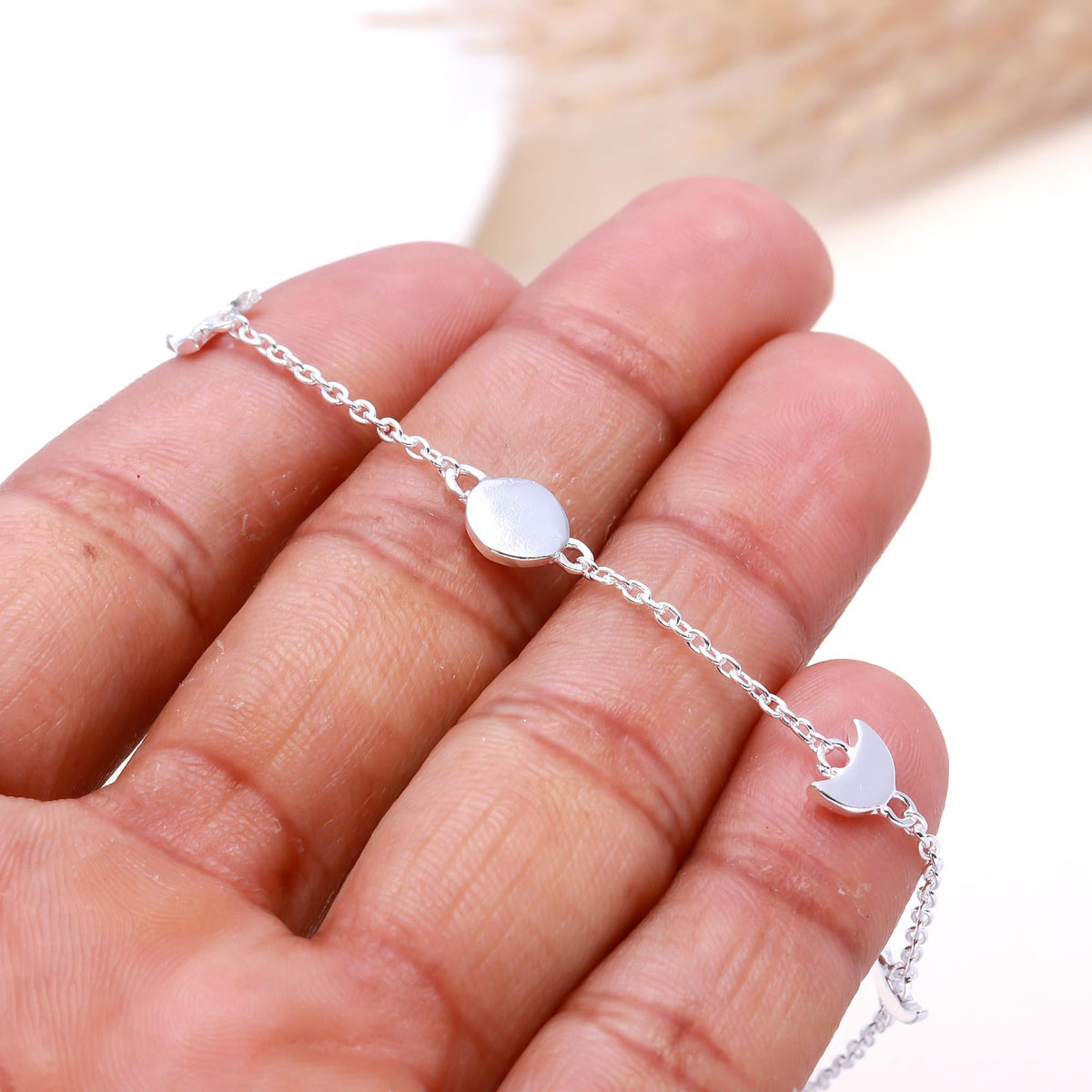 The Moon Phase: Celestial Silver Charm Bracelet