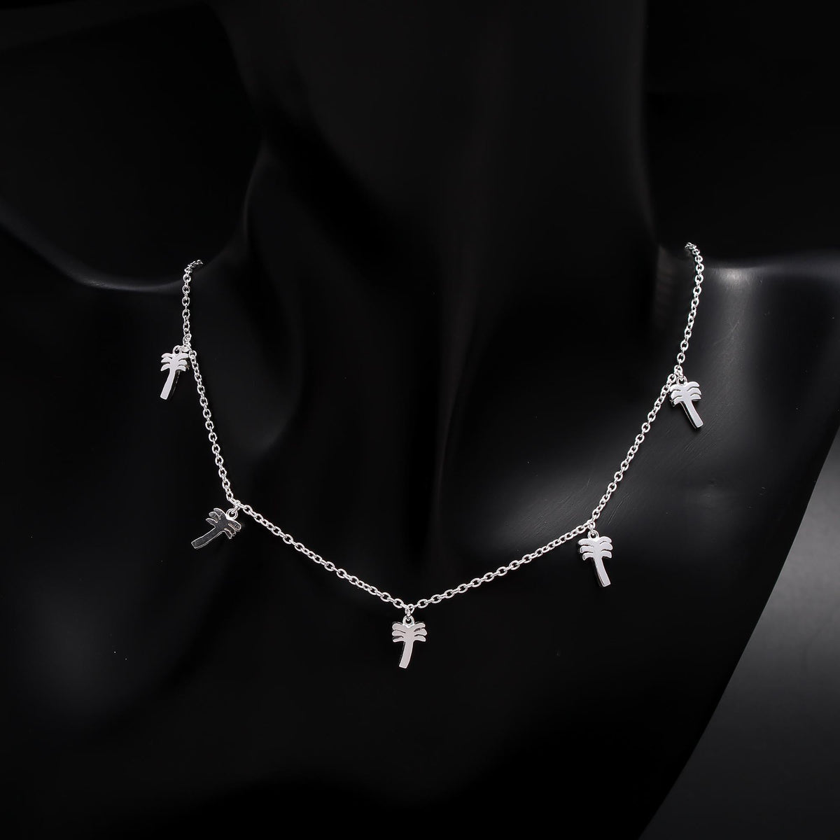 The Island Escape: Silver Palm Tree Dangle Necklace