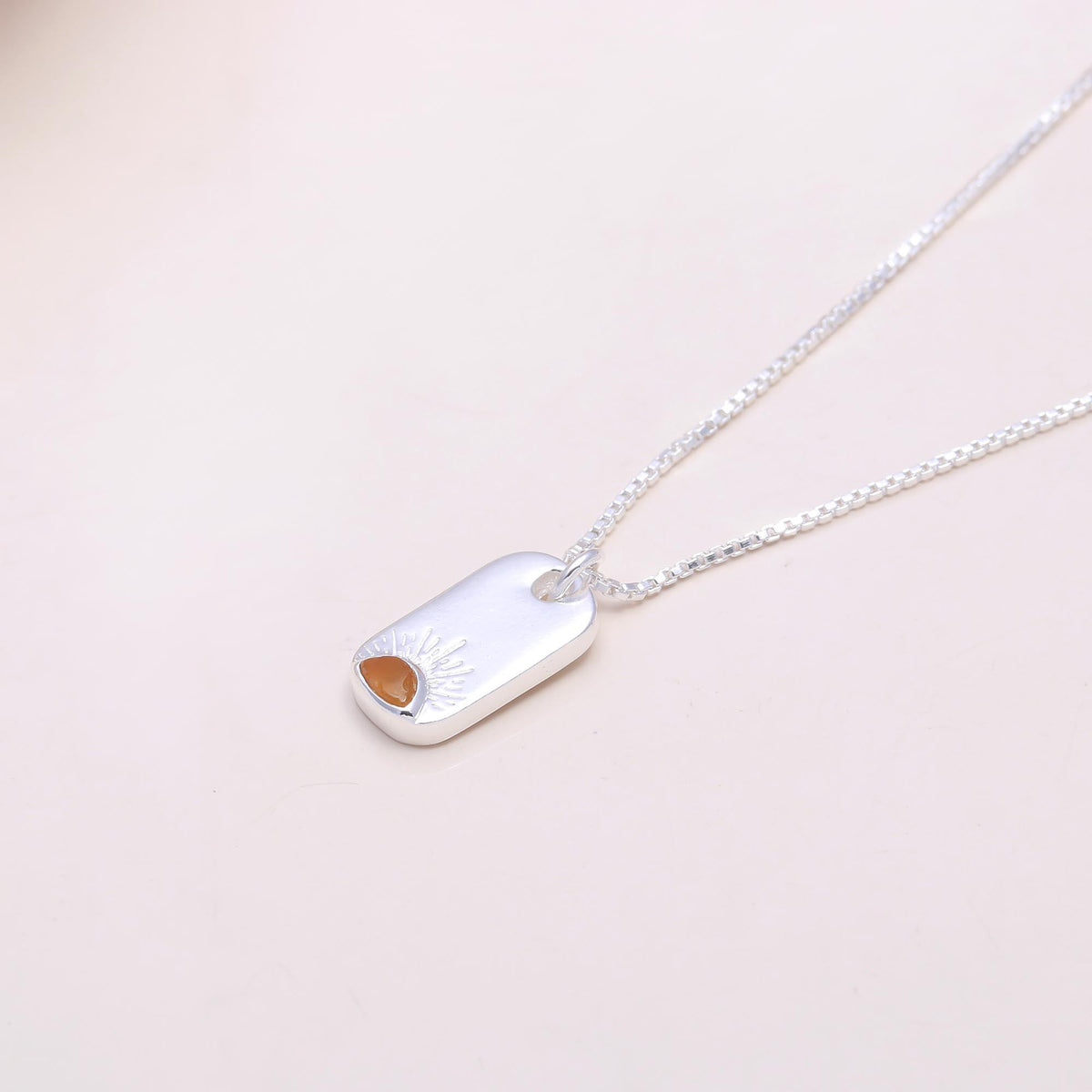 The Morning Sun: Sunburst Etched Tag Necklace