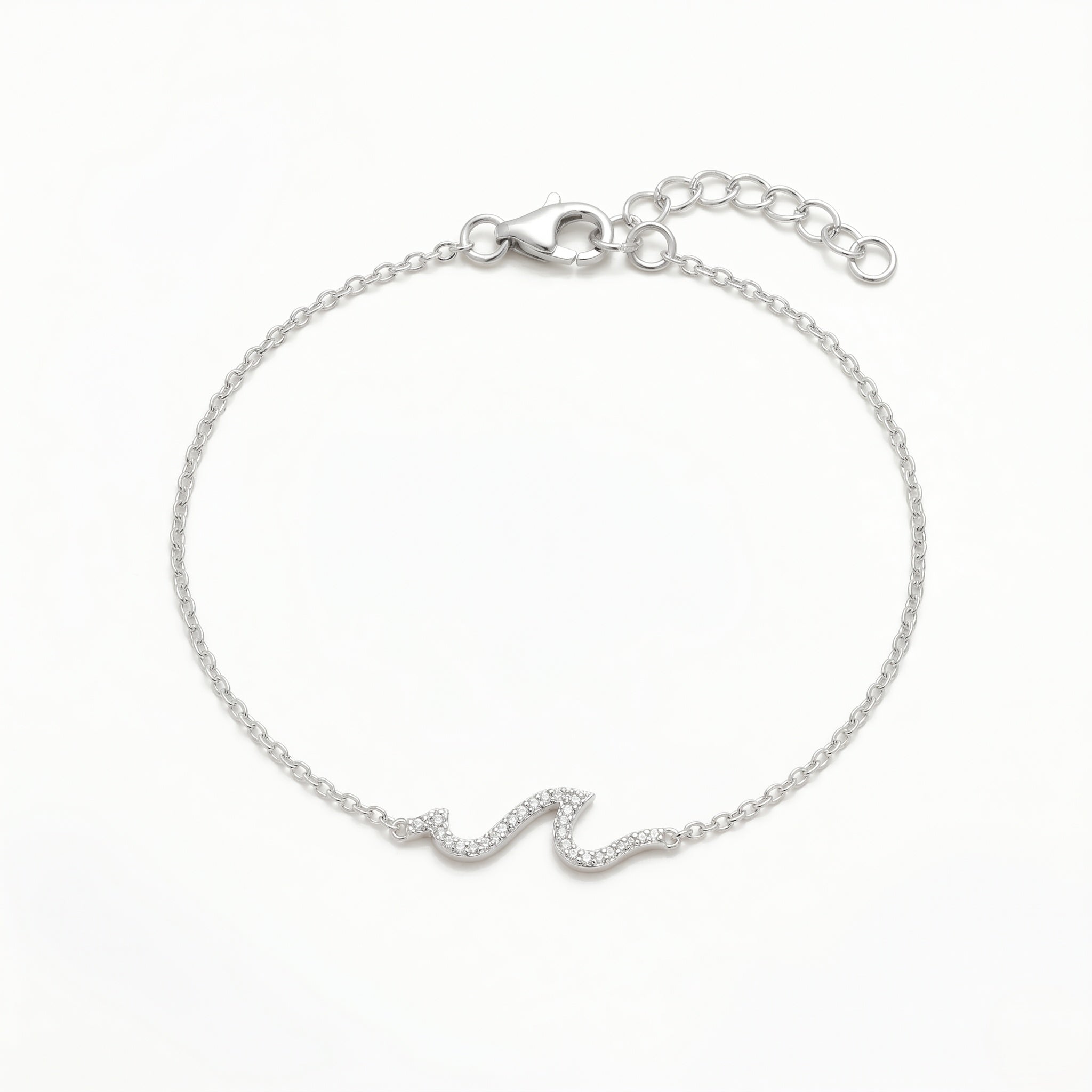 The Sparkling Wave: Pavé Crystal Snake Chain Bracelet