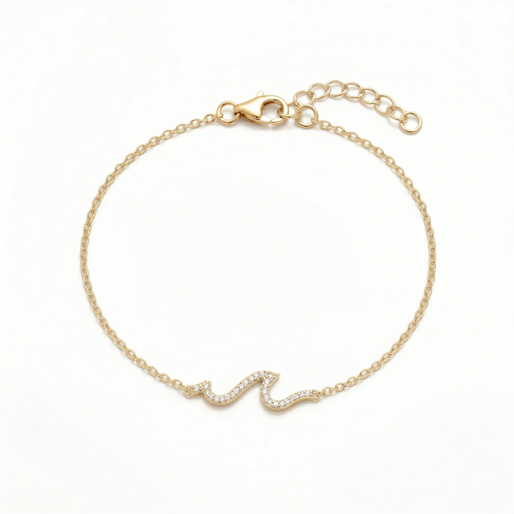 The Sparkling Wave: Pavé Crystal Snake Chain Bracelet